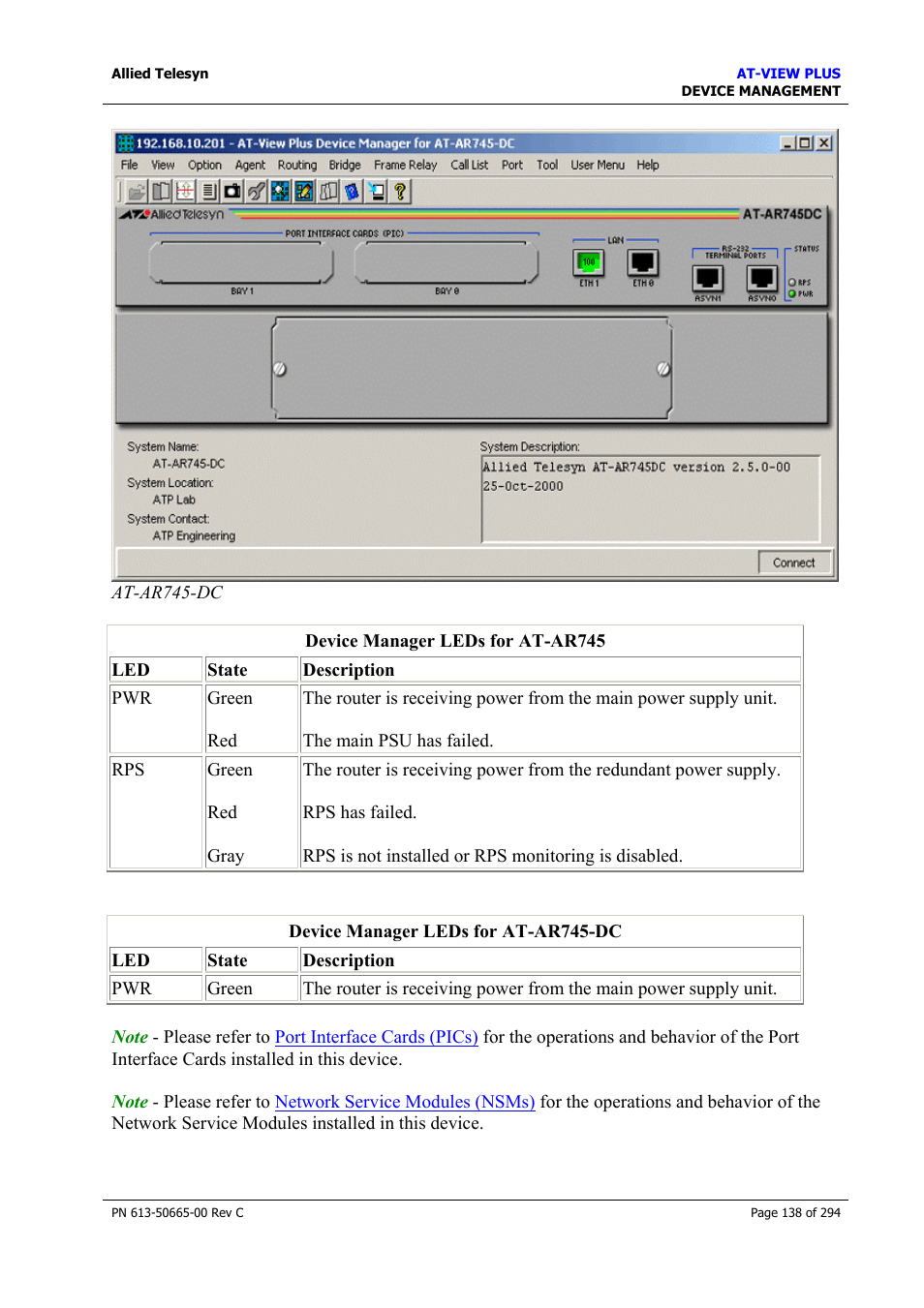 Allied Telesis AT-VIEW PLUS 3.2 DEVICE MANAGEMENT User Manual | Page 138 / 294