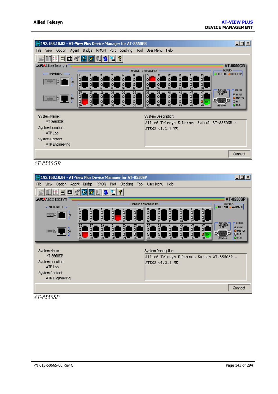 Allied Telesis AT-VIEW PLUS 3.2 DEVICE MANAGEMENT User Manual | Page 143 / 294