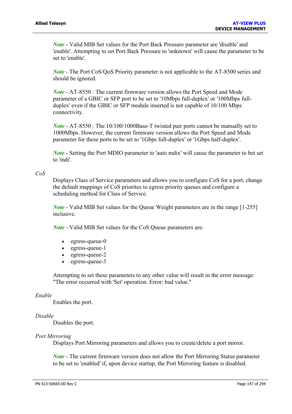 Allied Telesis AT-VIEW PLUS 3.2 DEVICE MANAGEMENT User Manual | Page 147 / 294