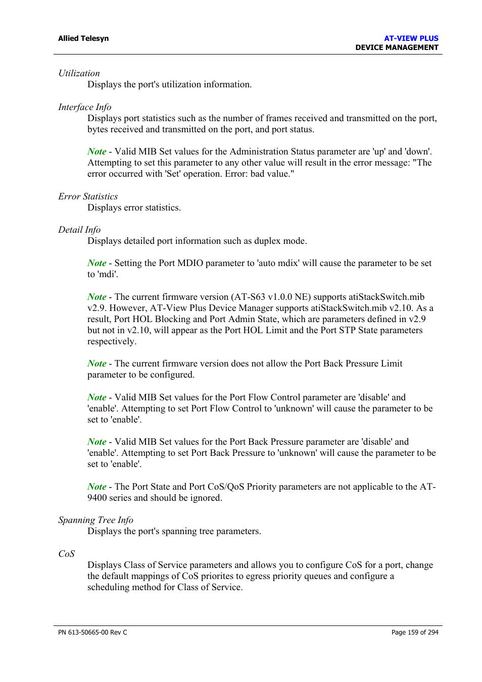 Allied Telesis AT-VIEW PLUS 3.2 DEVICE MANAGEMENT User Manual | Page 159 / 294