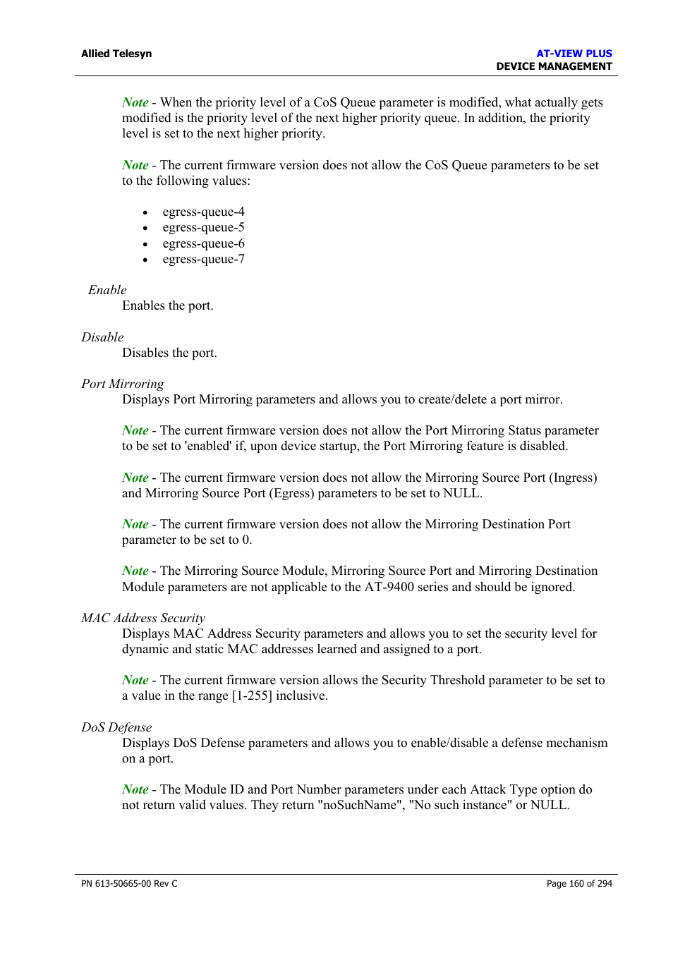 Allied Telesis AT-VIEW PLUS 3.2 DEVICE MANAGEMENT User Manual | Page 160 / 294