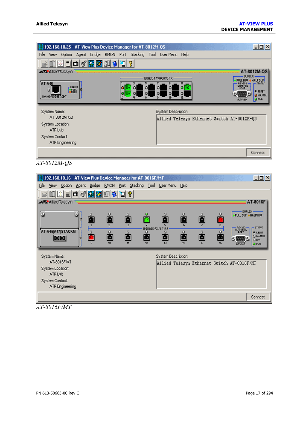 Allied Telesis AT-VIEW PLUS 3.2 DEVICE MANAGEMENT User Manual | Page 17 / 294