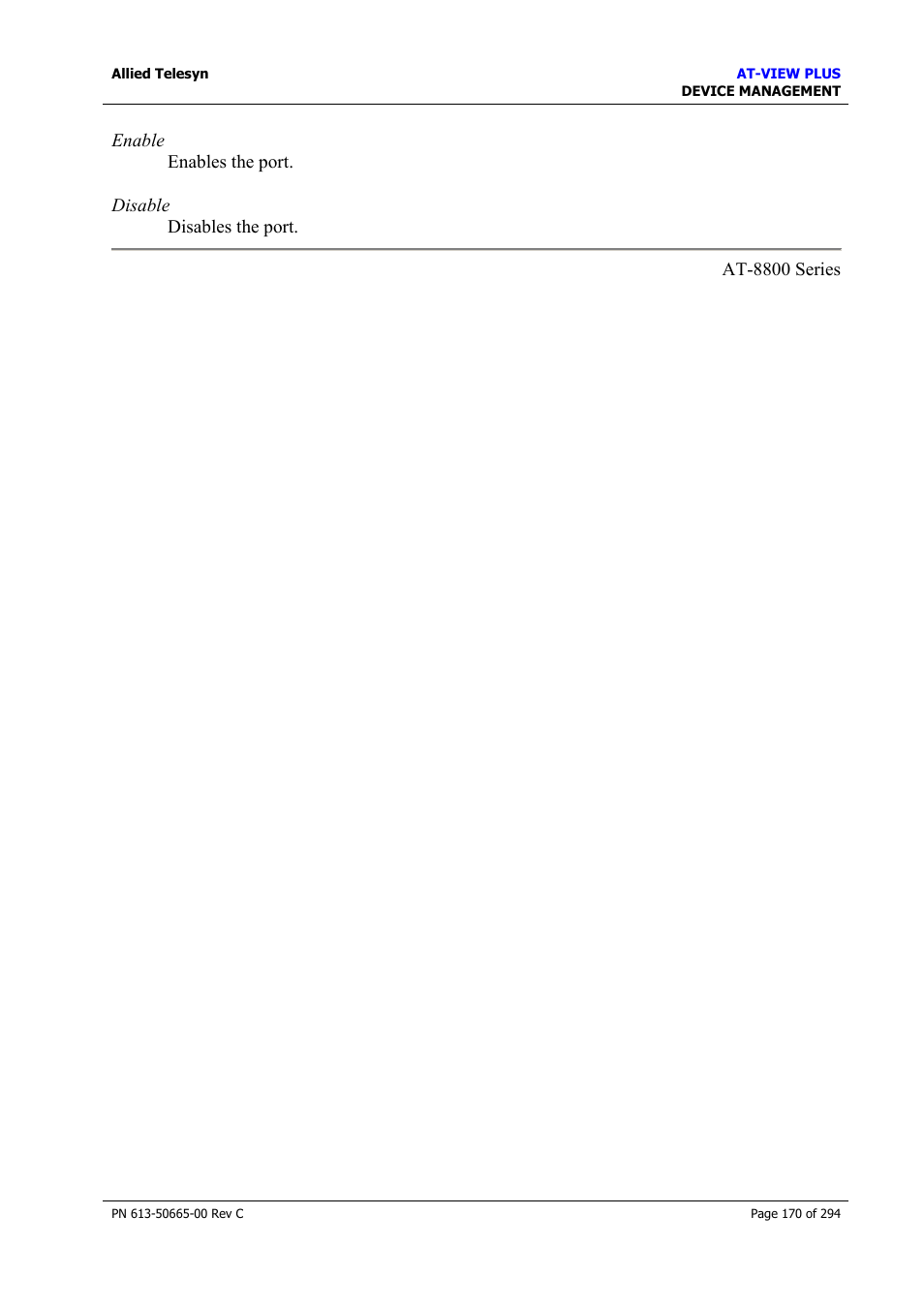 Allied Telesis AT-VIEW PLUS 3.2 DEVICE MANAGEMENT User Manual | Page 170 / 294