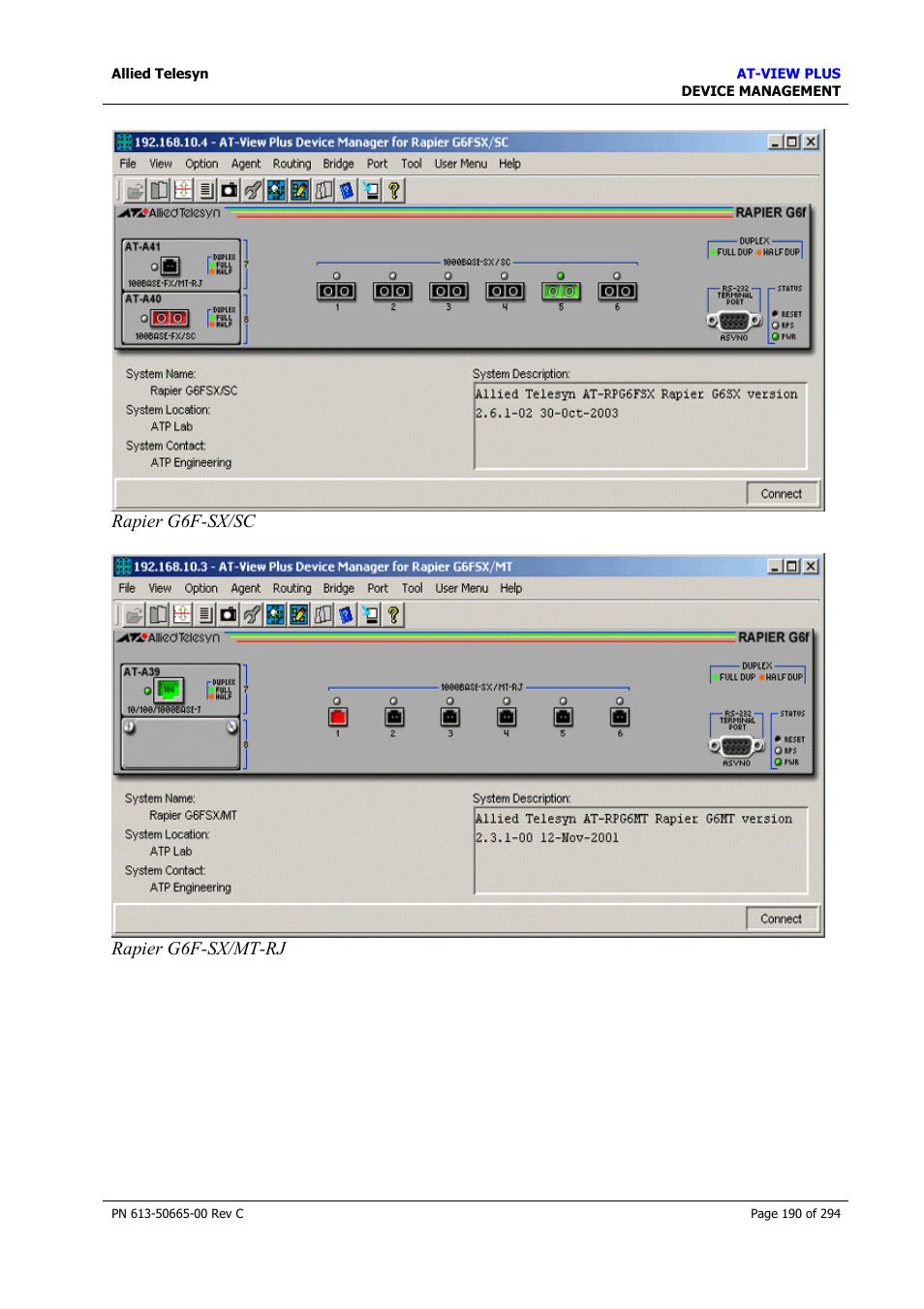 Allied Telesis AT-VIEW PLUS 3.2 DEVICE MANAGEMENT User Manual | Page 190 / 294