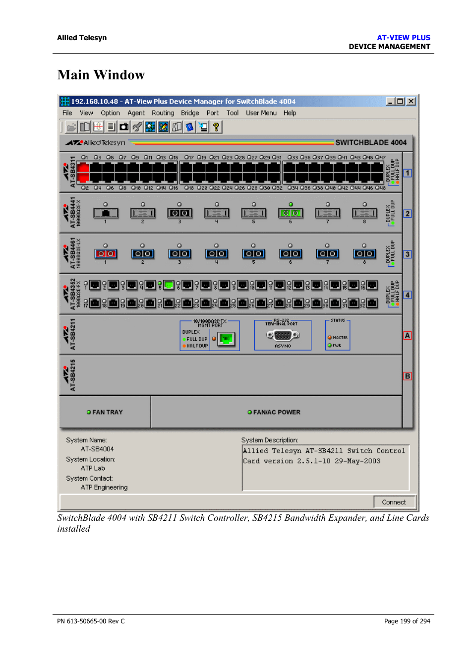 Main window | Allied Telesis AT-VIEW PLUS 3.2 DEVICE MANAGEMENT User Manual | Page 199 / 294