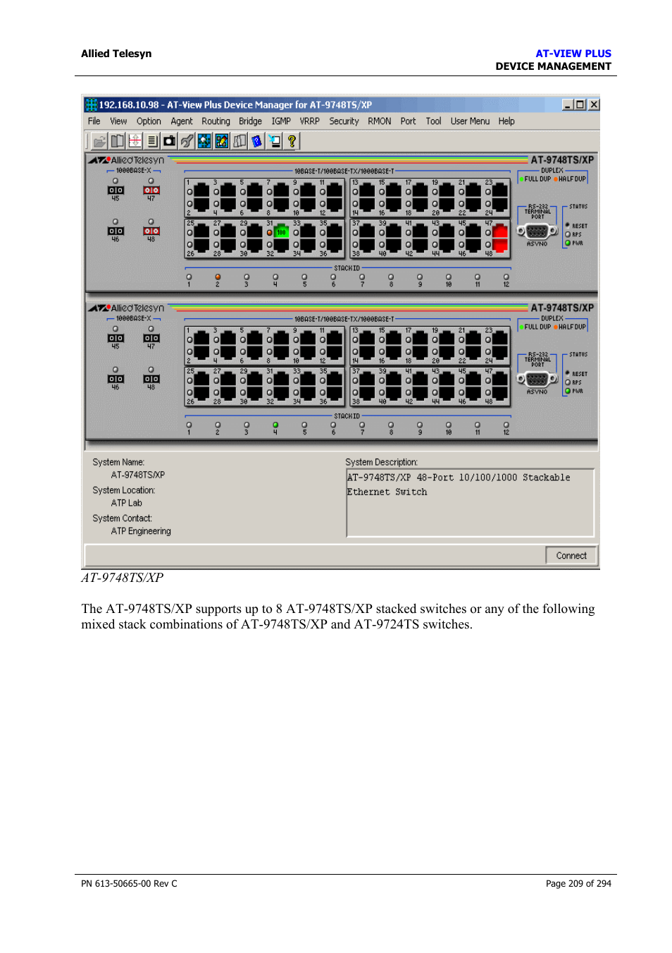 Allied Telesis AT-VIEW PLUS 3.2 DEVICE MANAGEMENT User Manual | Page 209 / 294