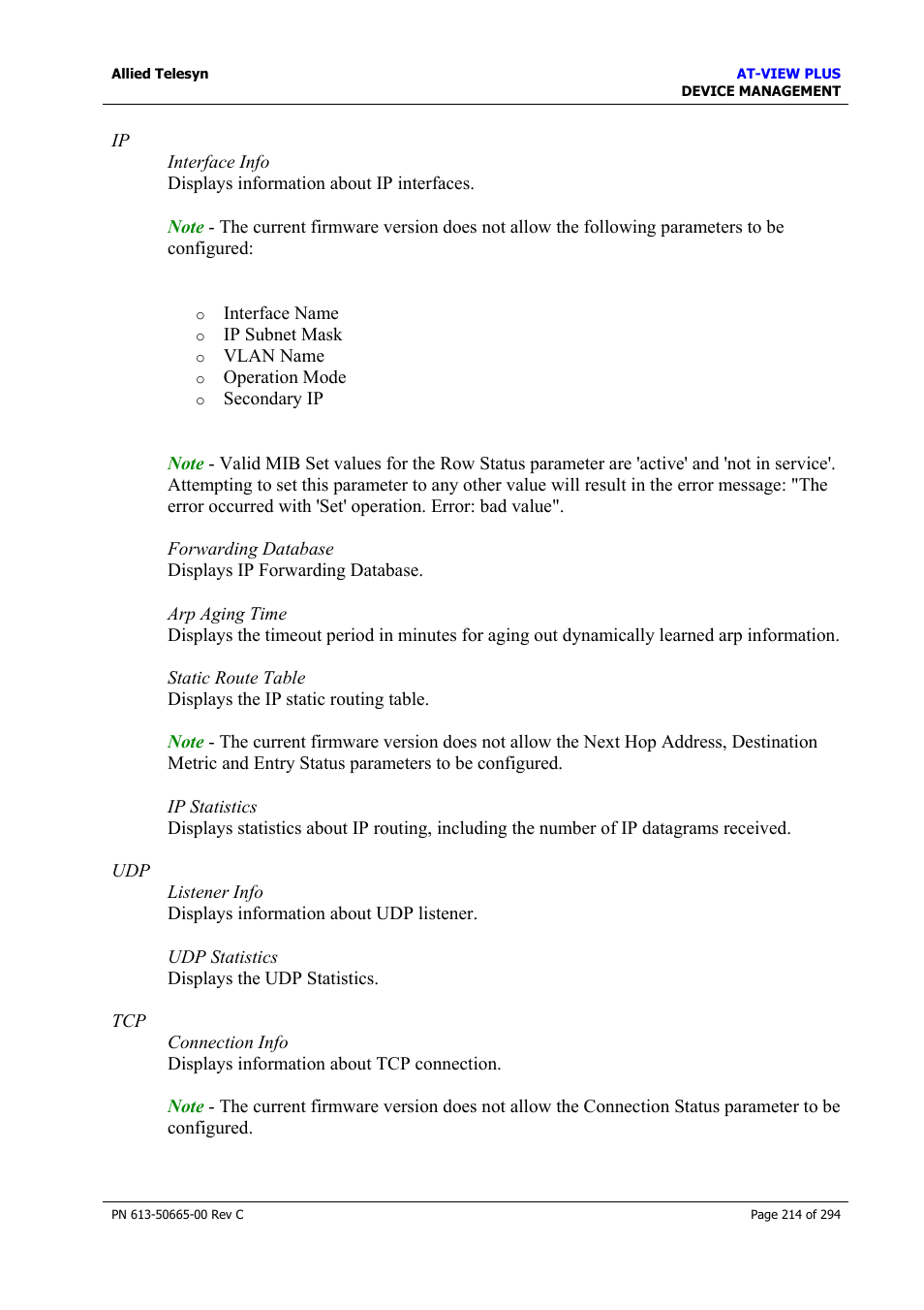 Allied Telesis AT-VIEW PLUS 3.2 DEVICE MANAGEMENT User Manual | Page 214 / 294