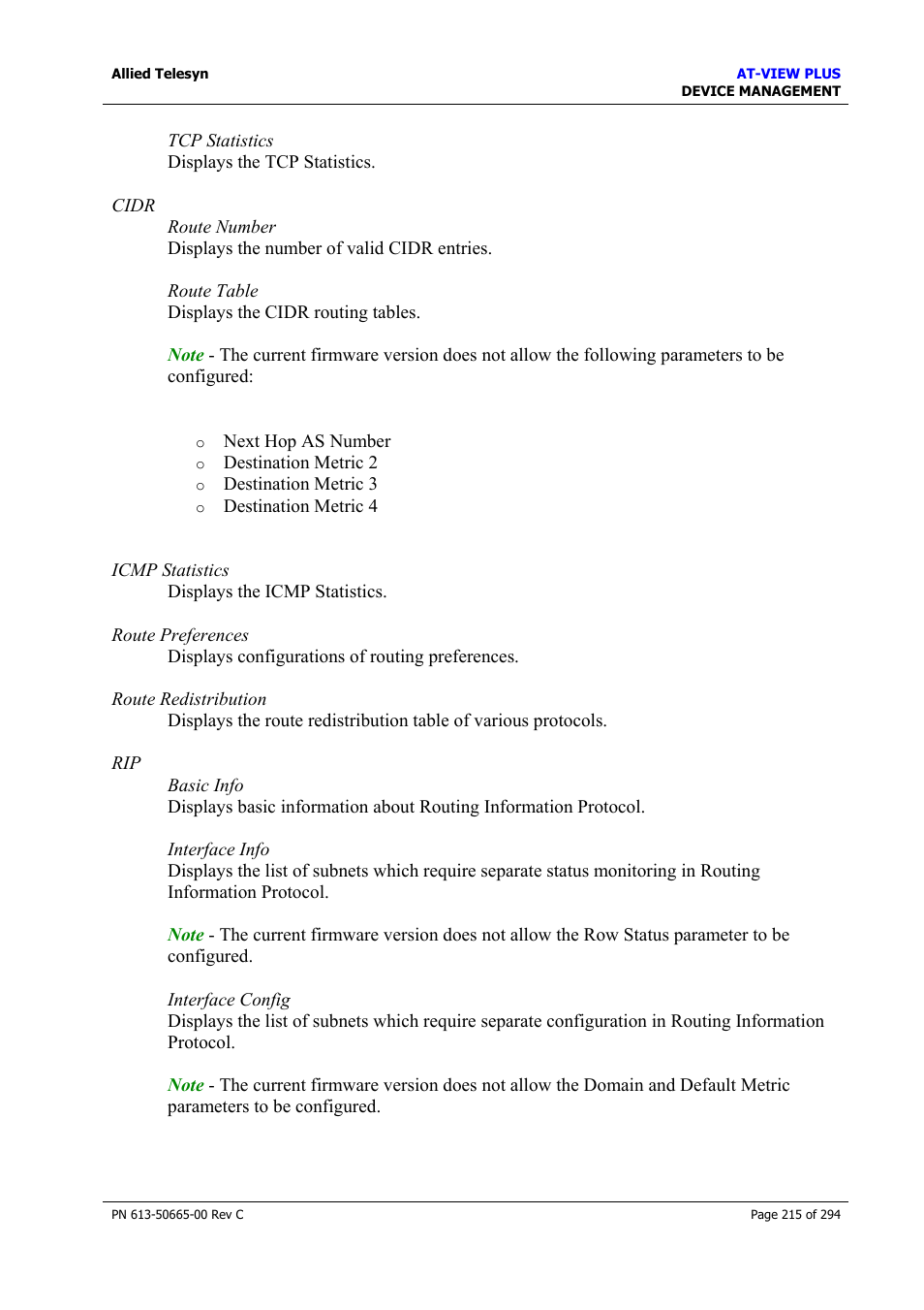 Allied Telesis AT-VIEW PLUS 3.2 DEVICE MANAGEMENT User Manual | Page 215 / 294