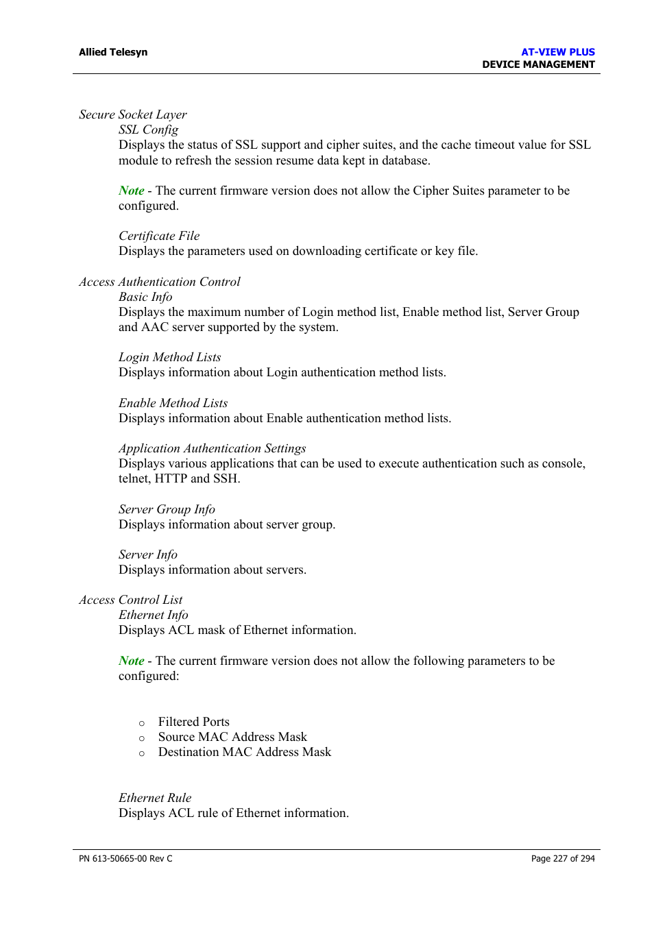 Allied Telesis AT-VIEW PLUS 3.2 DEVICE MANAGEMENT User Manual | Page 227 / 294