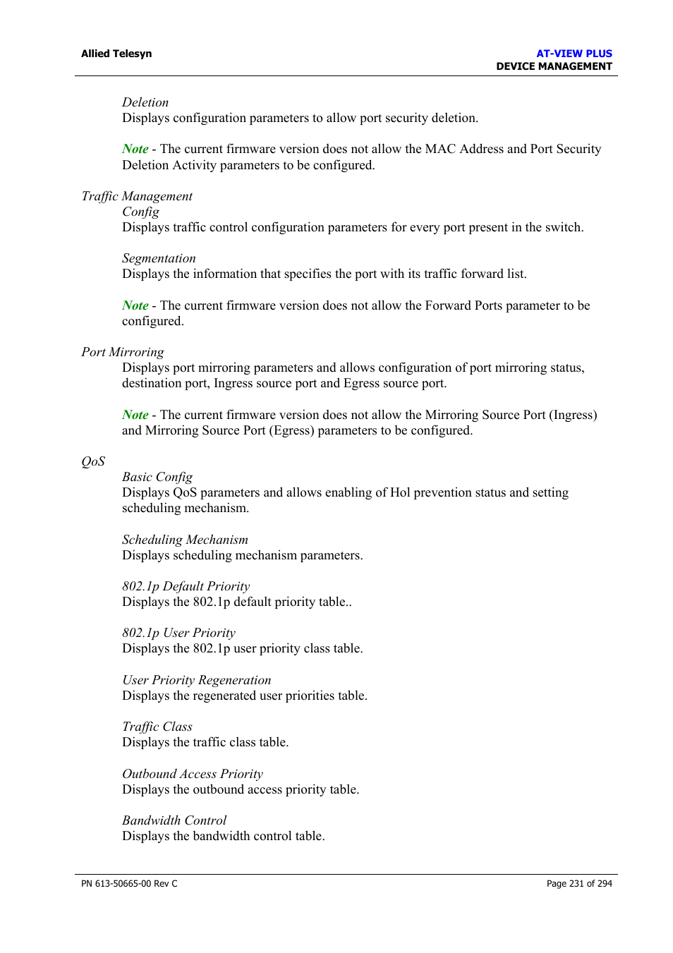 Allied Telesis AT-VIEW PLUS 3.2 DEVICE MANAGEMENT User Manual | Page 231 / 294