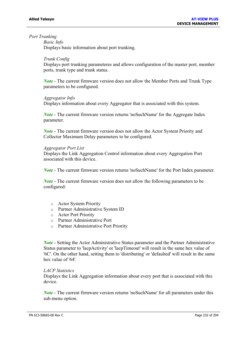 Allied Telesis AT-VIEW PLUS 3.2 DEVICE MANAGEMENT User Manual | Page 232 / 294