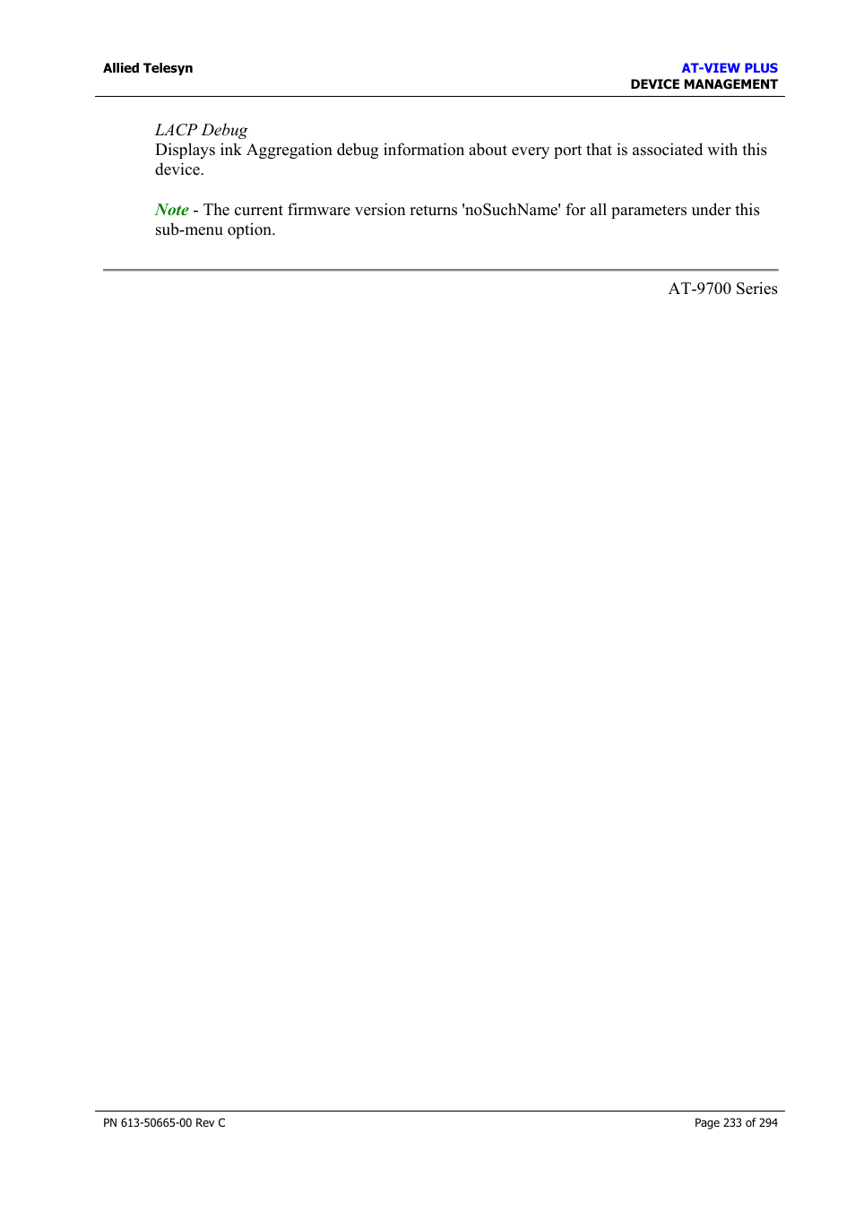 Allied Telesis AT-VIEW PLUS 3.2 DEVICE MANAGEMENT User Manual | Page 233 / 294