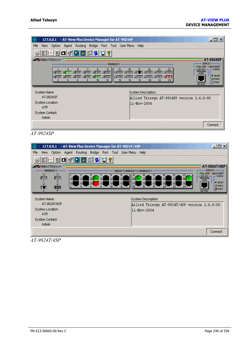 Allied Telesis AT-VIEW PLUS 3.2 DEVICE MANAGEMENT User Manual | Page 240 / 294