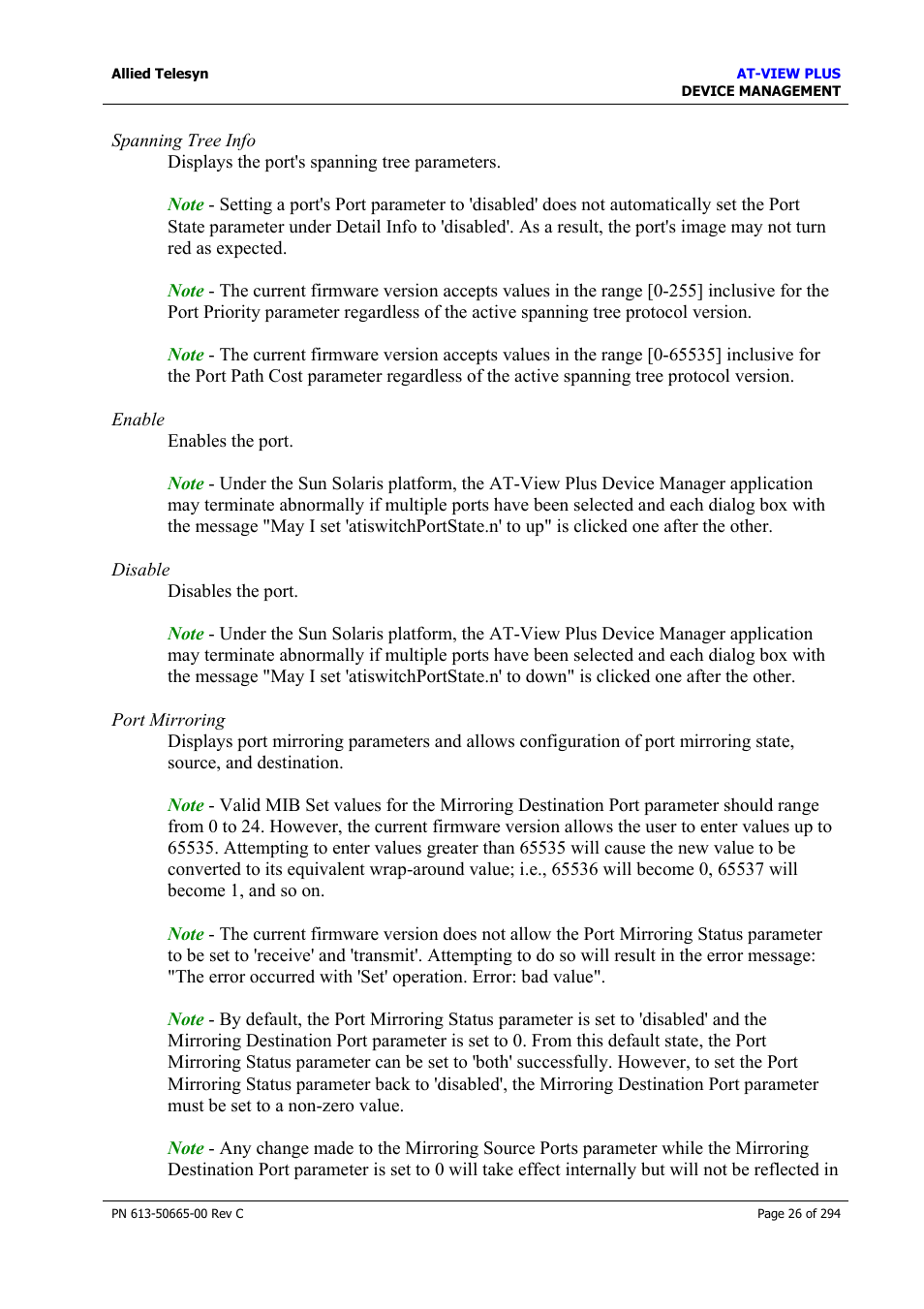 Allied Telesis AT-VIEW PLUS 3.2 DEVICE MANAGEMENT User Manual | Page 26 / 294