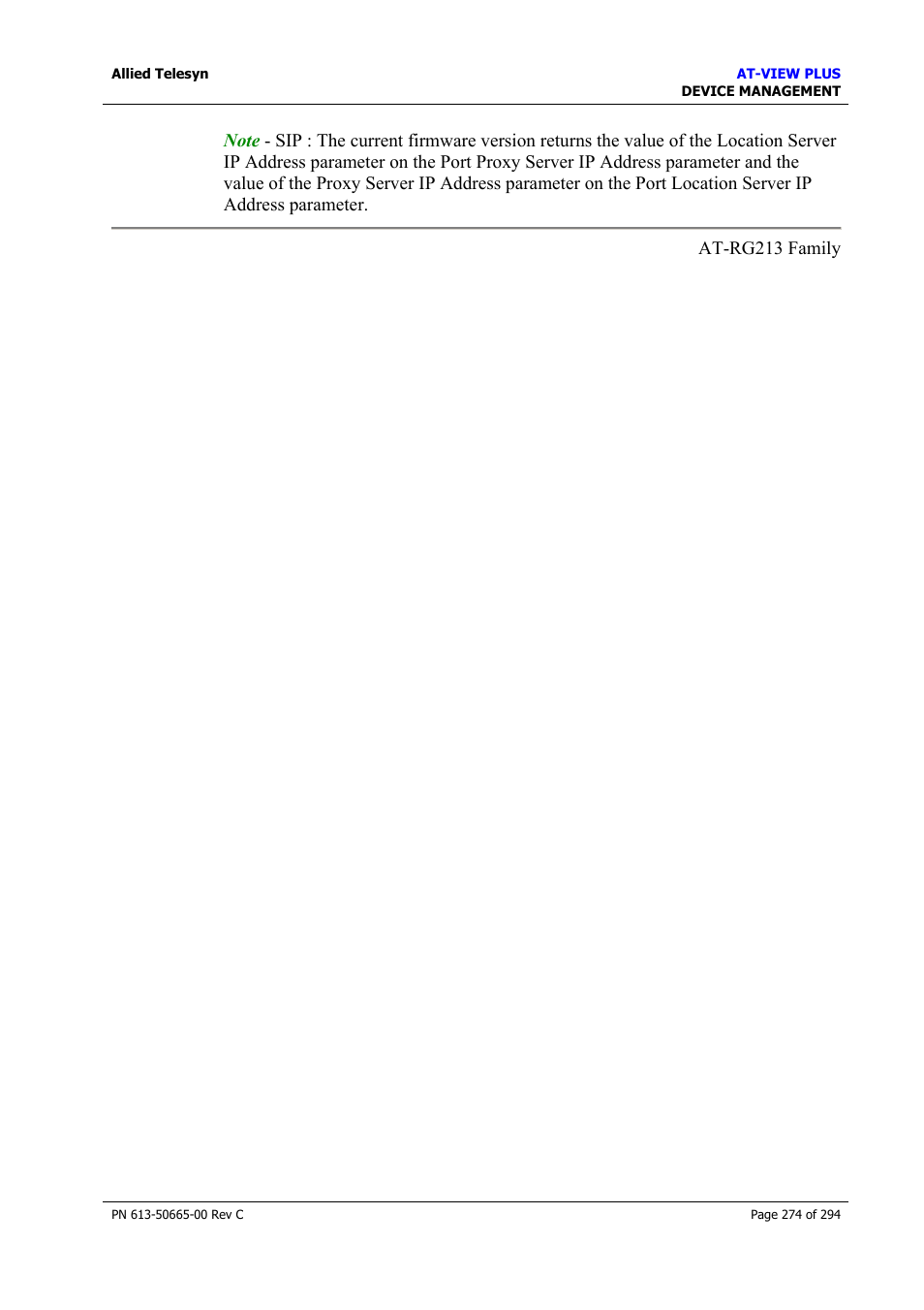 Allied Telesis AT-VIEW PLUS 3.2 DEVICE MANAGEMENT User Manual | Page 274 / 294