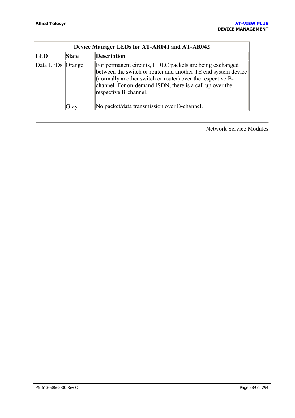 Allied Telesis AT-VIEW PLUS 3.2 DEVICE MANAGEMENT User Manual | Page 289 / 294