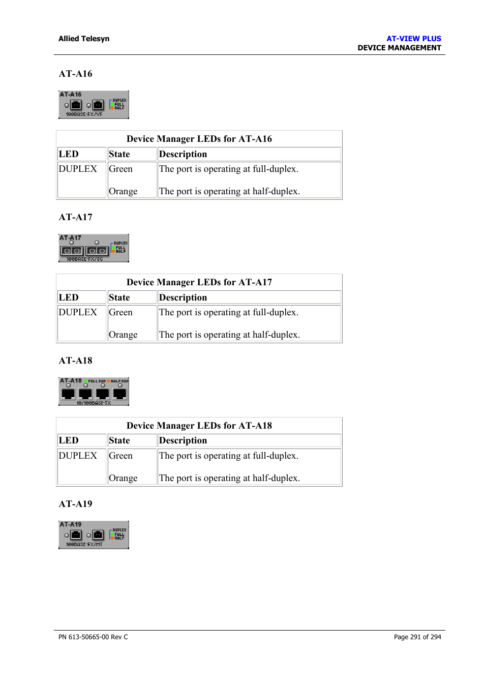 Allied Telesis AT-VIEW PLUS 3.2 DEVICE MANAGEMENT User Manual | Page 291 / 294