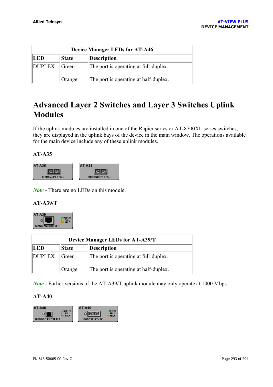 Allied Telesis AT-VIEW PLUS 3.2 DEVICE MANAGEMENT User Manual | Page 293 / 294