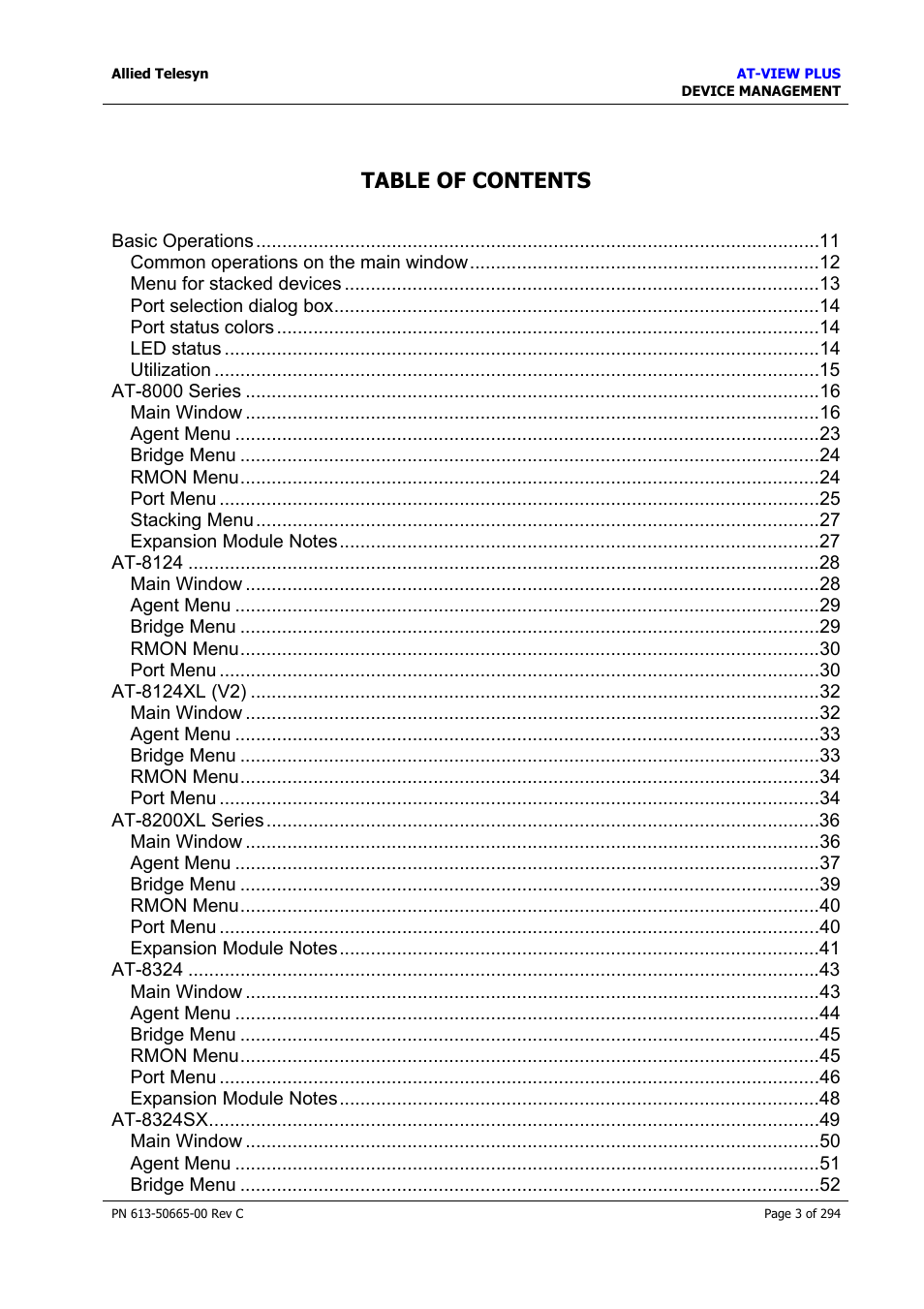 Allied Telesis AT-VIEW PLUS 3.2 DEVICE MANAGEMENT User Manual | Page 3 / 294