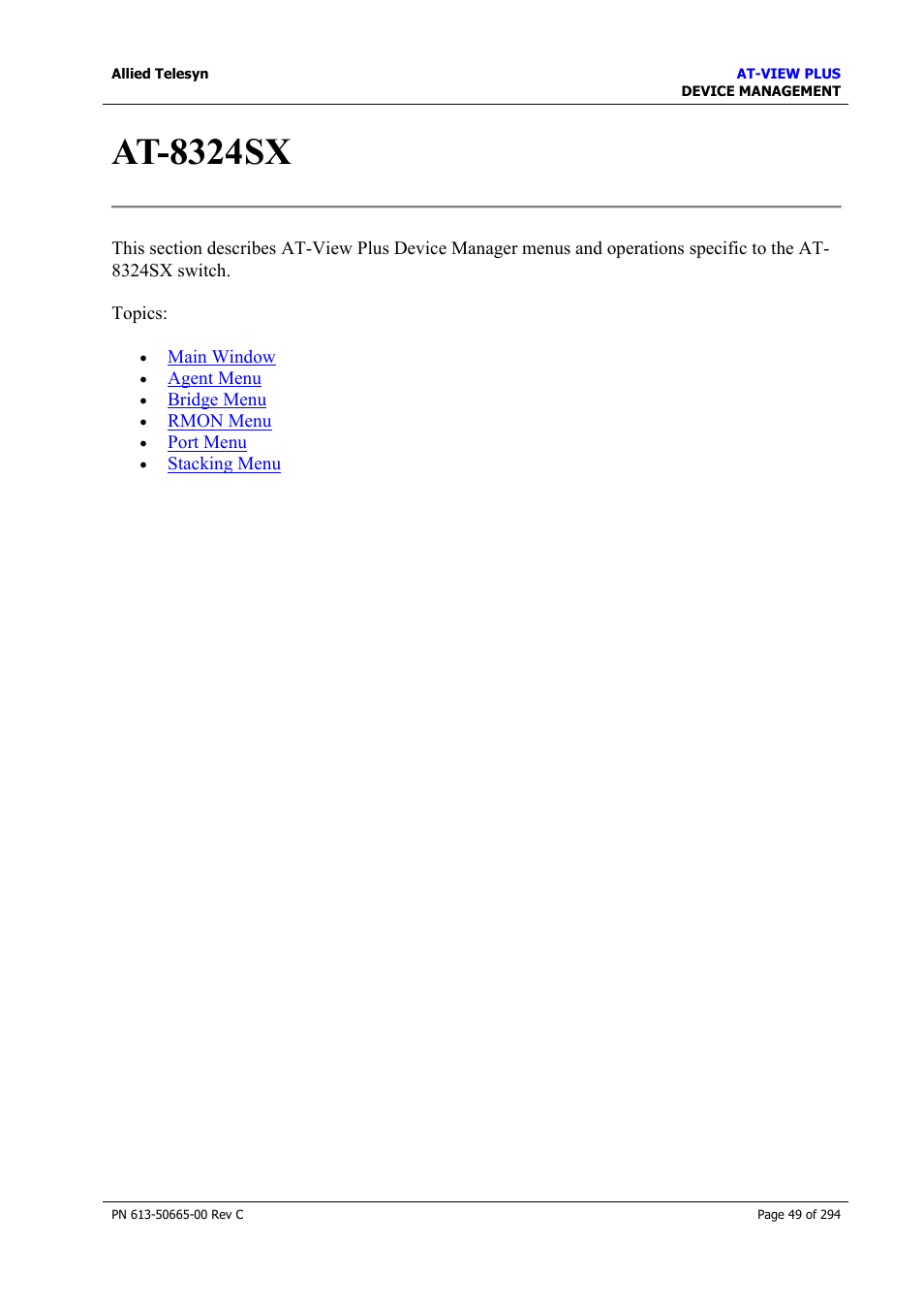 At-8324sx | Allied Telesis AT-VIEW PLUS 3.2 DEVICE MANAGEMENT User Manual | Page 49 / 294