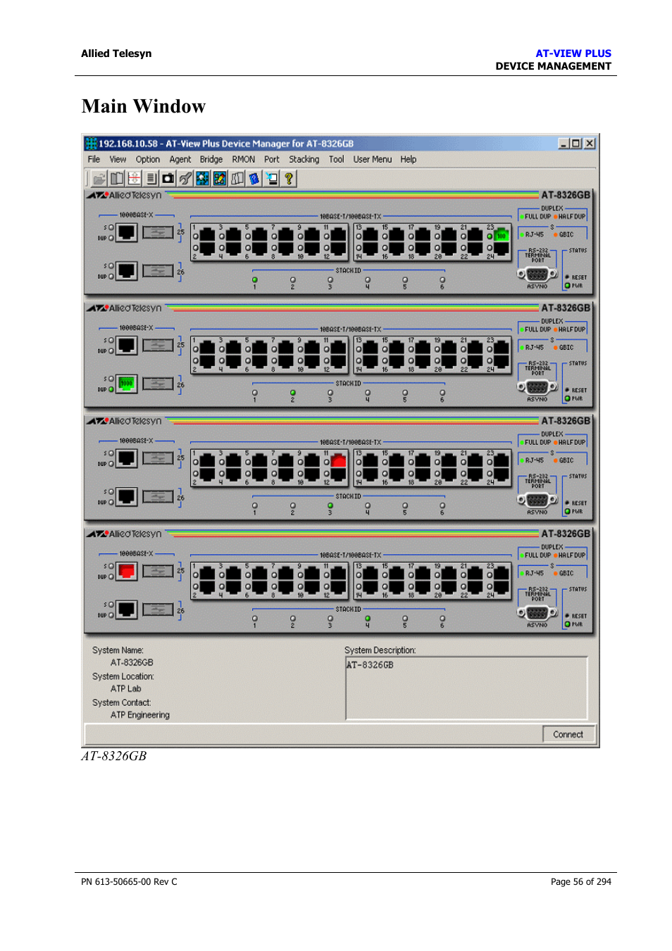 Main window | Allied Telesis AT-VIEW PLUS 3.2 DEVICE MANAGEMENT User Manual | Page 56 / 294