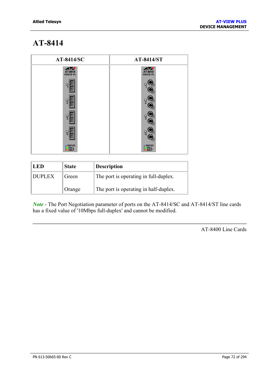 At-8414 | Allied Telesis AT-VIEW PLUS 3.2 DEVICE MANAGEMENT User Manual | Page 72 / 294