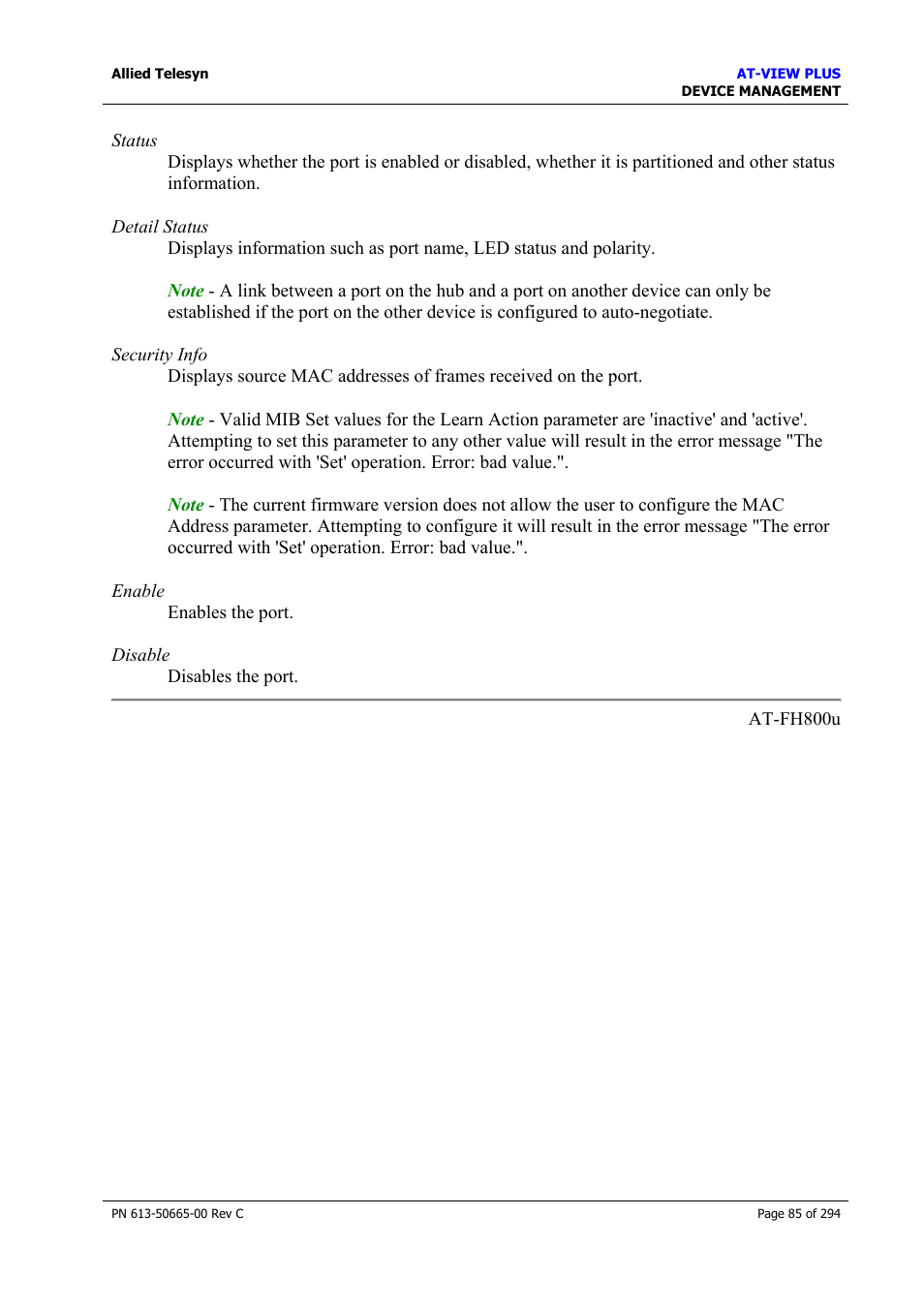 Allied Telesis AT-VIEW PLUS 3.2 DEVICE MANAGEMENT User Manual | Page 85 / 294