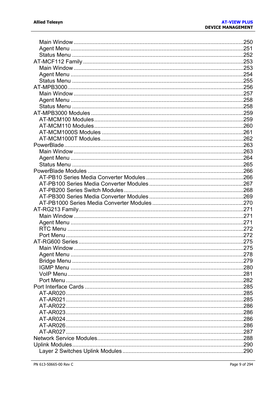 Allied Telesis AT-VIEW PLUS 3.2 DEVICE MANAGEMENT User Manual | Page 9 / 294