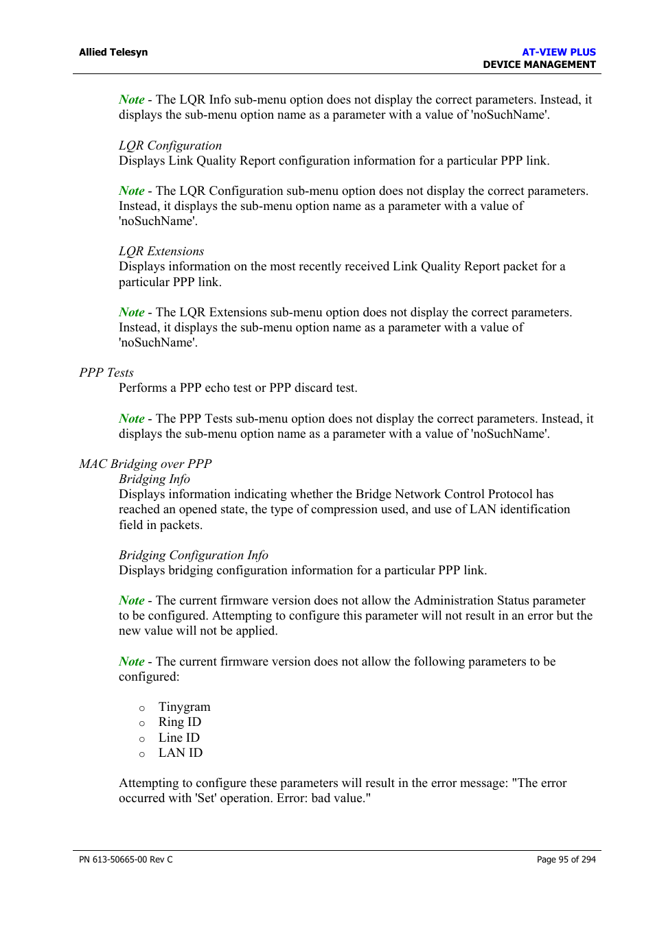 Allied Telesis AT-VIEW PLUS 3.2 DEVICE MANAGEMENT User Manual | Page 95 / 294