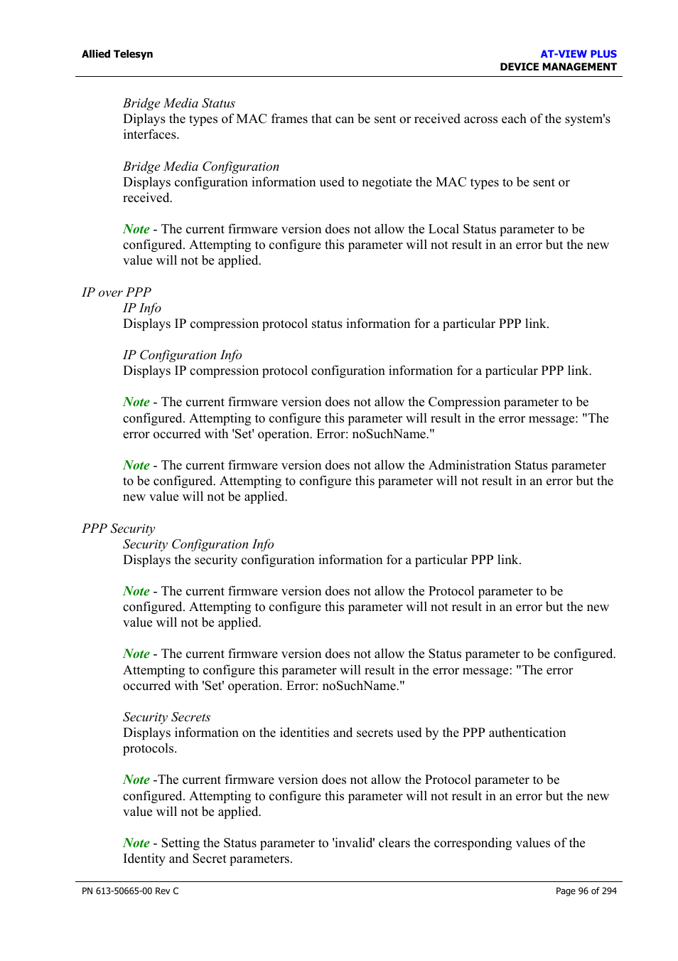 Allied Telesis AT-VIEW PLUS 3.2 DEVICE MANAGEMENT User Manual | Page 96 / 294