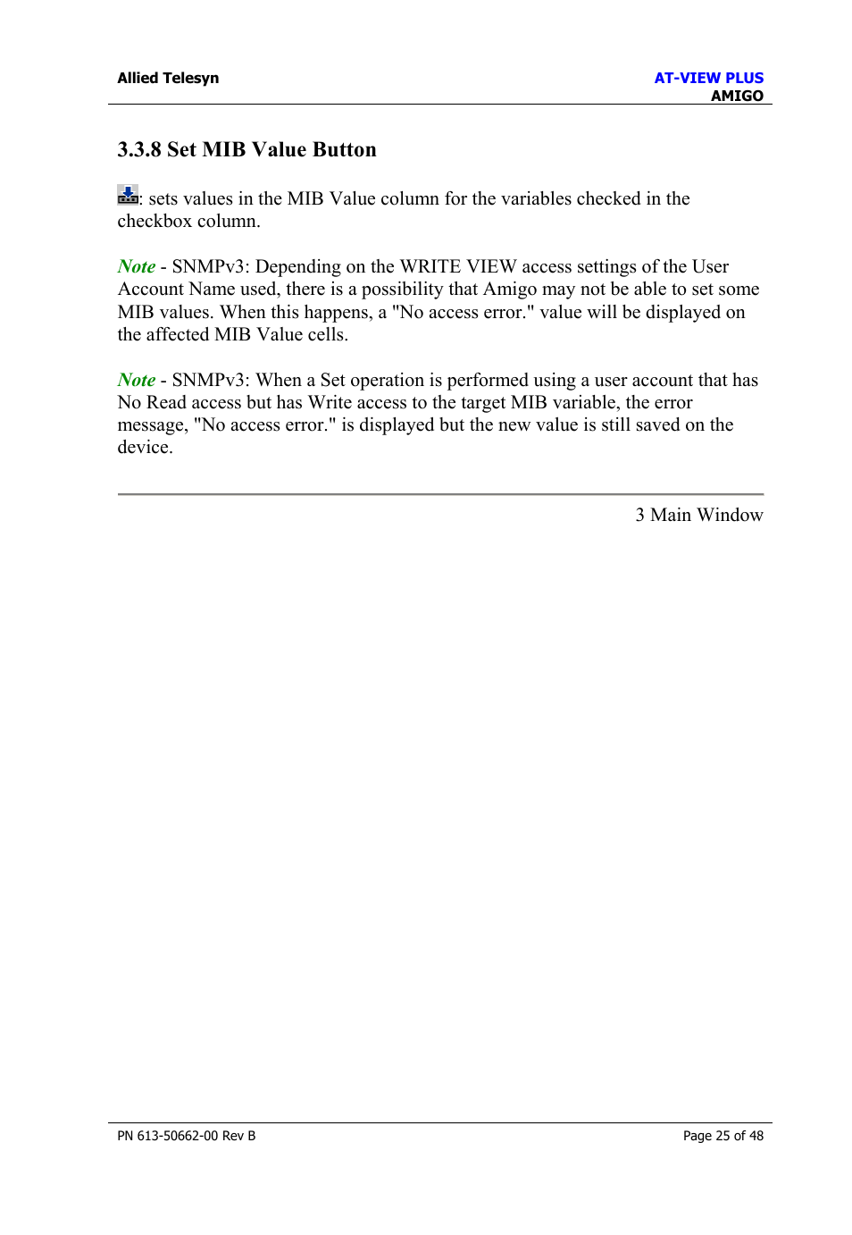 8 set mib value button, Set mib value button | Allied Telesis AT-VIEW PLUS 3.2 AMIGO User Manual | Page 25 / 48