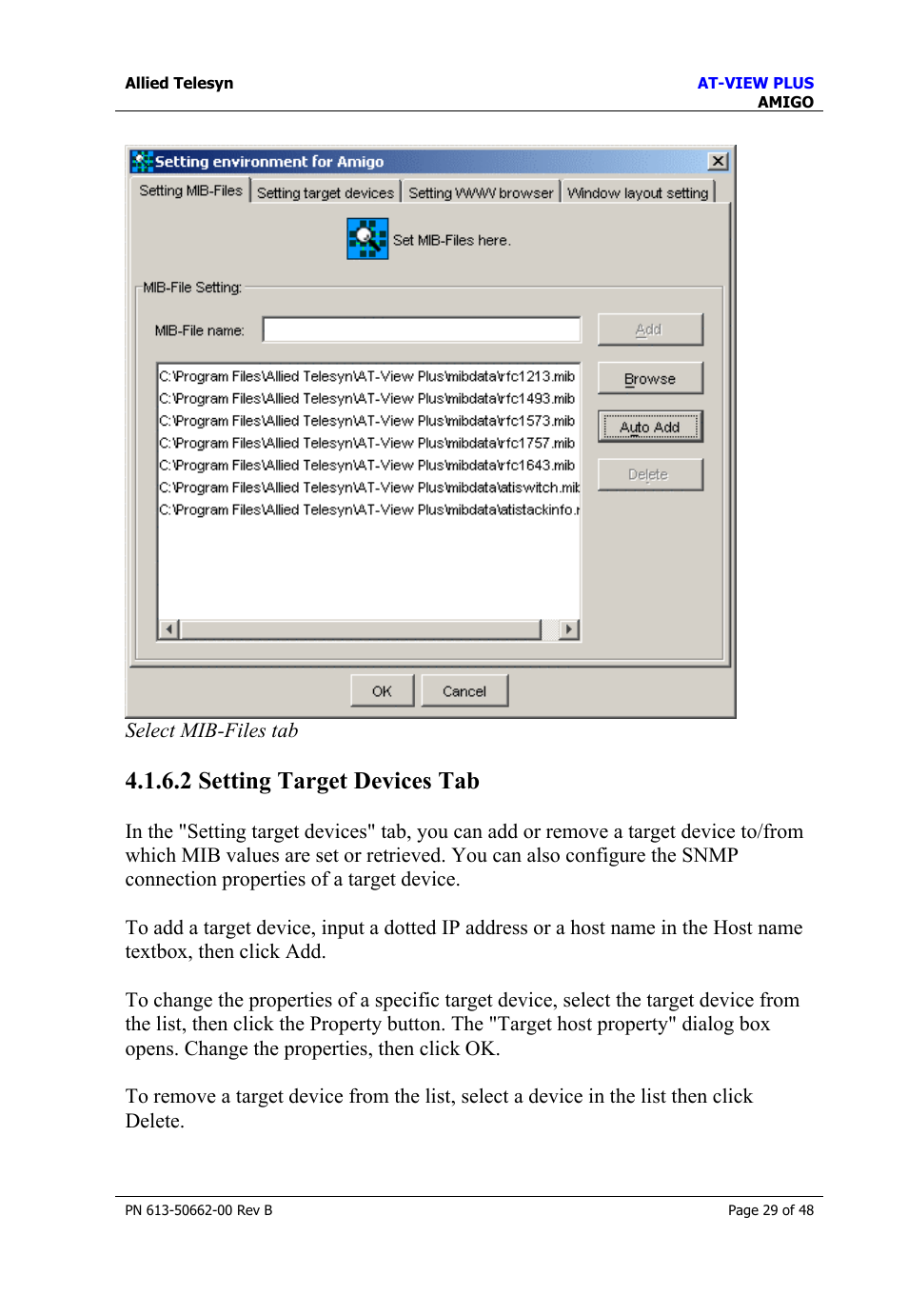 2 setting target devices tab | Allied Telesis AT-VIEW PLUS 3.2 AMIGO User Manual | Page 29 / 48