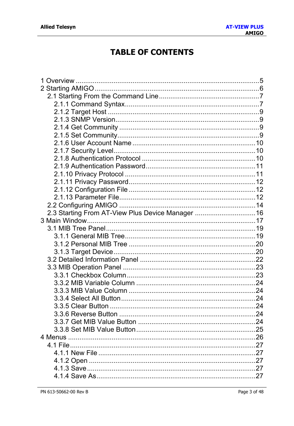 Allied Telesis AT-VIEW PLUS 3.2 AMIGO User Manual | Page 3 / 48