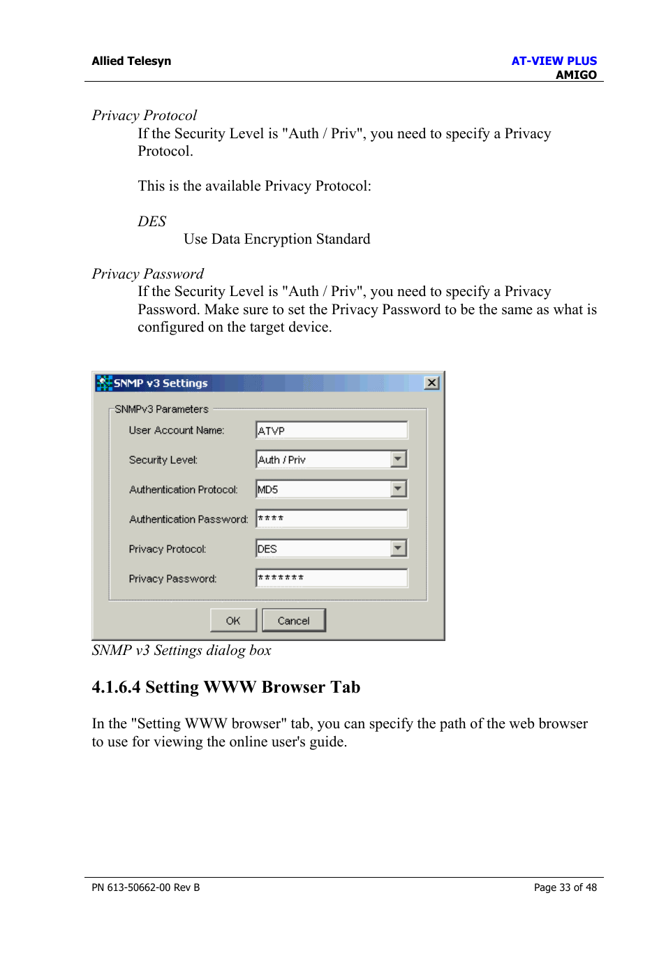 4 setting www browser tab | Allied Telesis AT-VIEW PLUS 3.2 AMIGO User Manual | Page 33 / 48