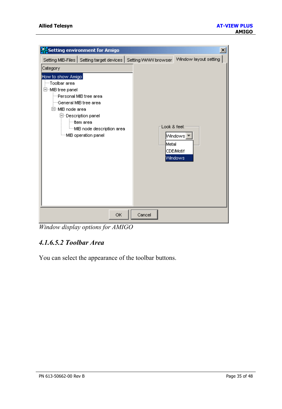 2 toolbar area | Allied Telesis AT-VIEW PLUS 3.2 AMIGO User Manual | Page 35 / 48