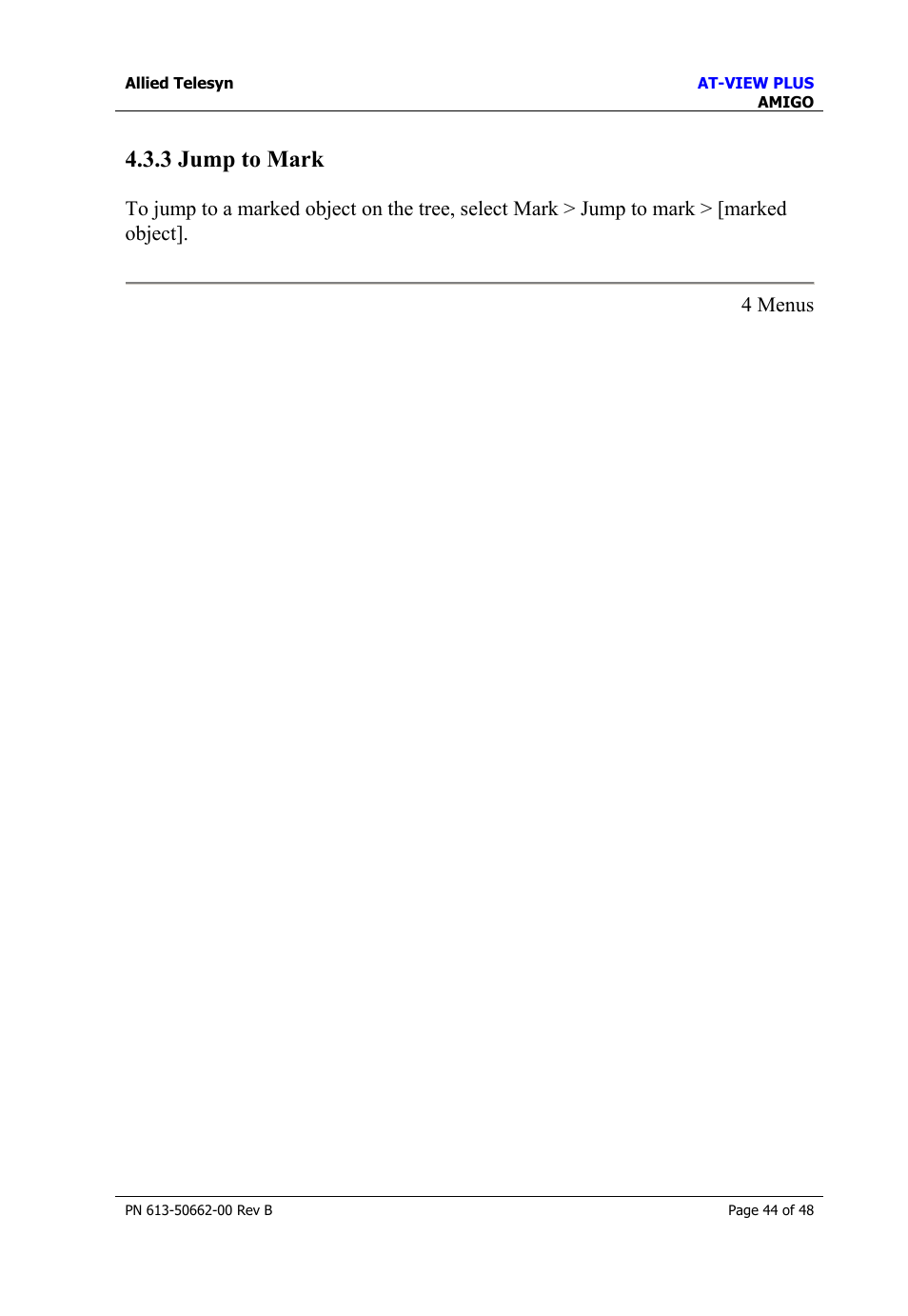 3 jump to mark, Jump to mark | Allied Telesis AT-VIEW PLUS 3.2 AMIGO User Manual | Page 44 / 48