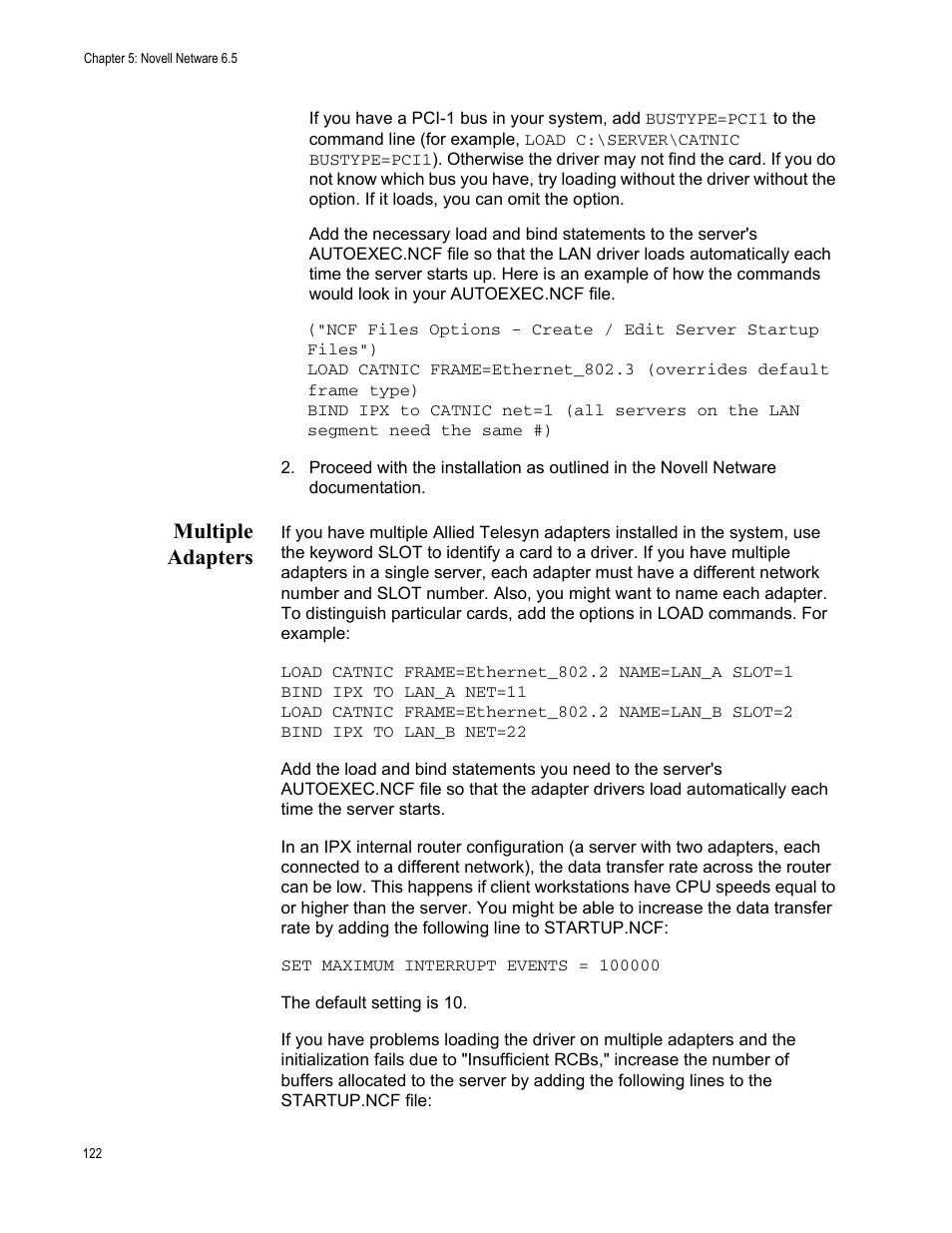 Multiple adapters | Allied Telesis AT-2746FX User Manual | Page 122 / 238