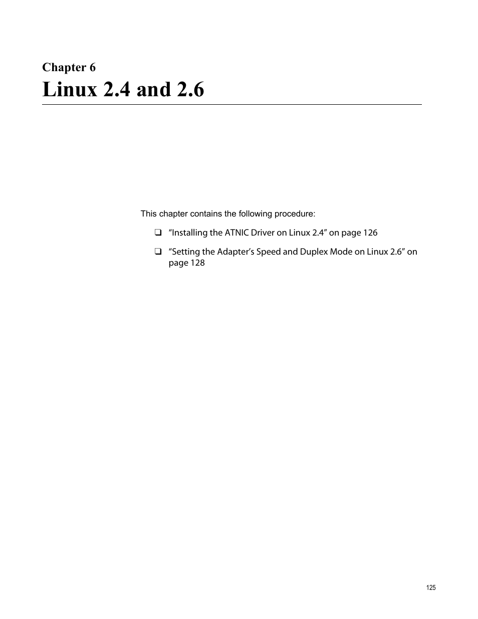 Chapter 6, Linux 2.4 and 2.6, R 6: linux 2.4 and 2.6 | Allied Telesis AT-2746FX User Manual | Page 125 / 238