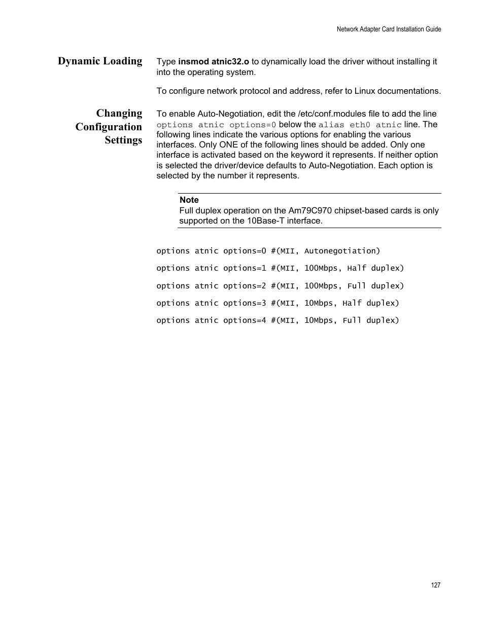 Dynamic loading, Changing configuration settings, Dynamic loading changing configuration settings | Allied Telesis AT-2746FX User Manual | Page 127 / 238
