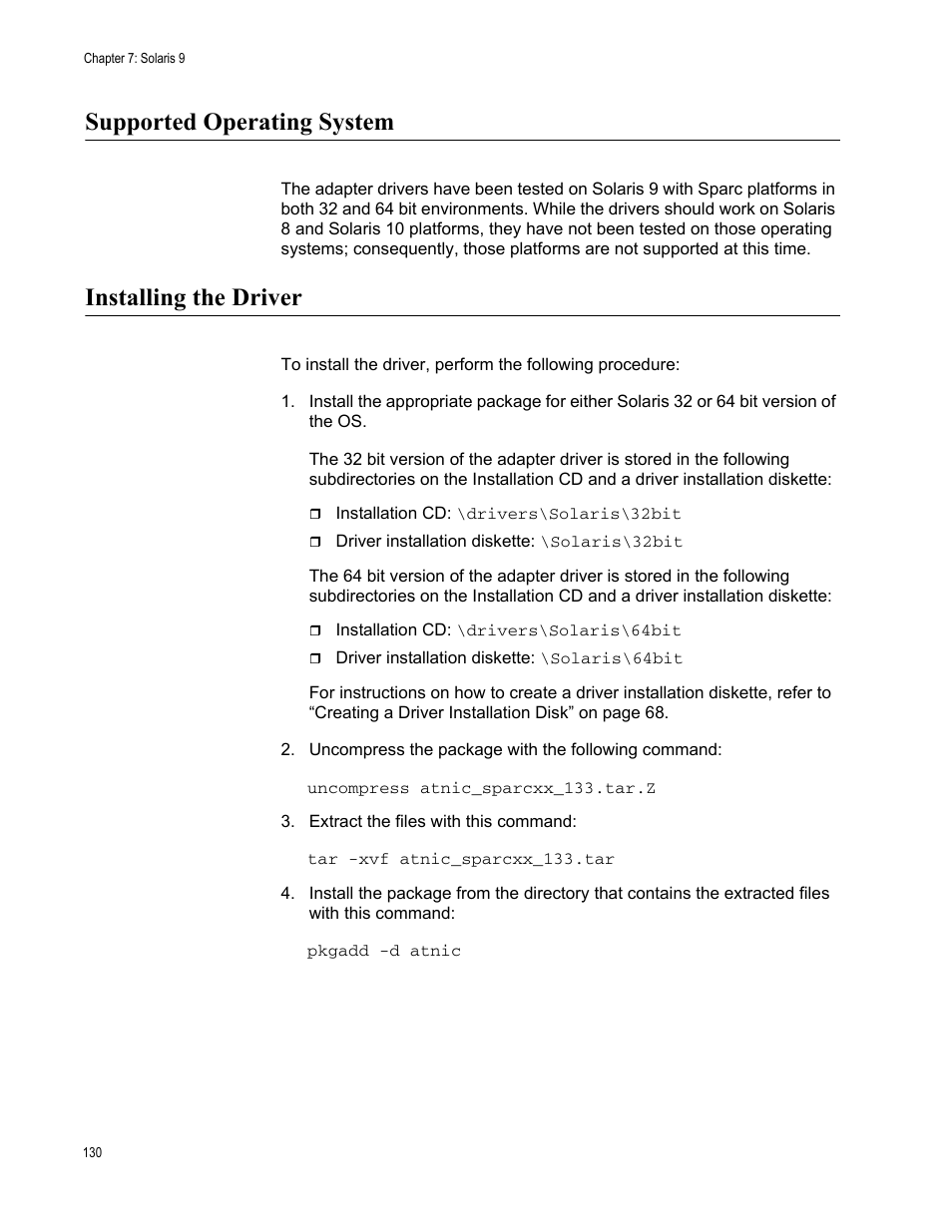 Supported operating system, Installing the driver, Supported operating system installing the driver | Allied Telesis AT-2746FX User Manual | Page 130 / 238