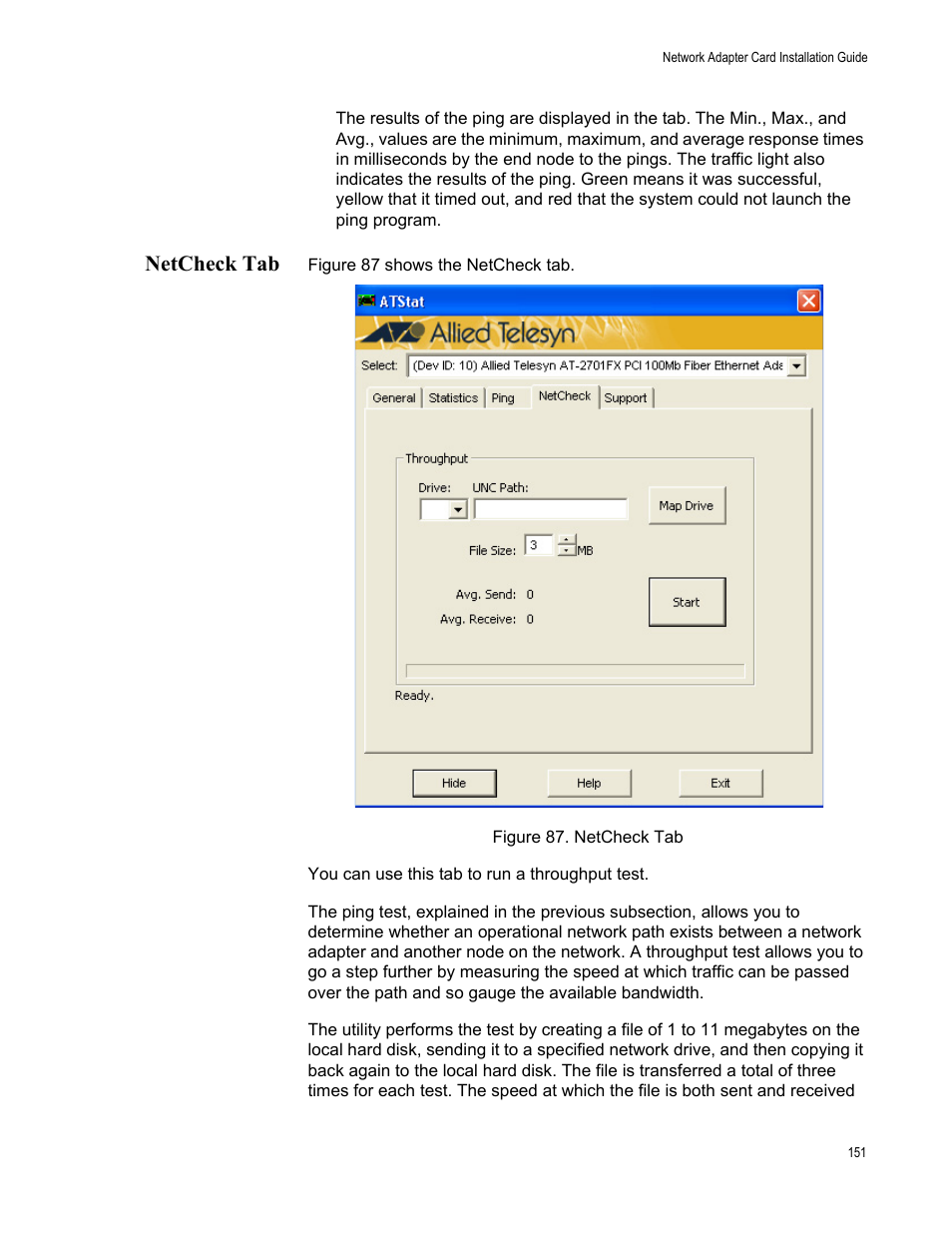 Netcheck tab | Allied Telesis AT-2746FX User Manual | Page 151 / 238