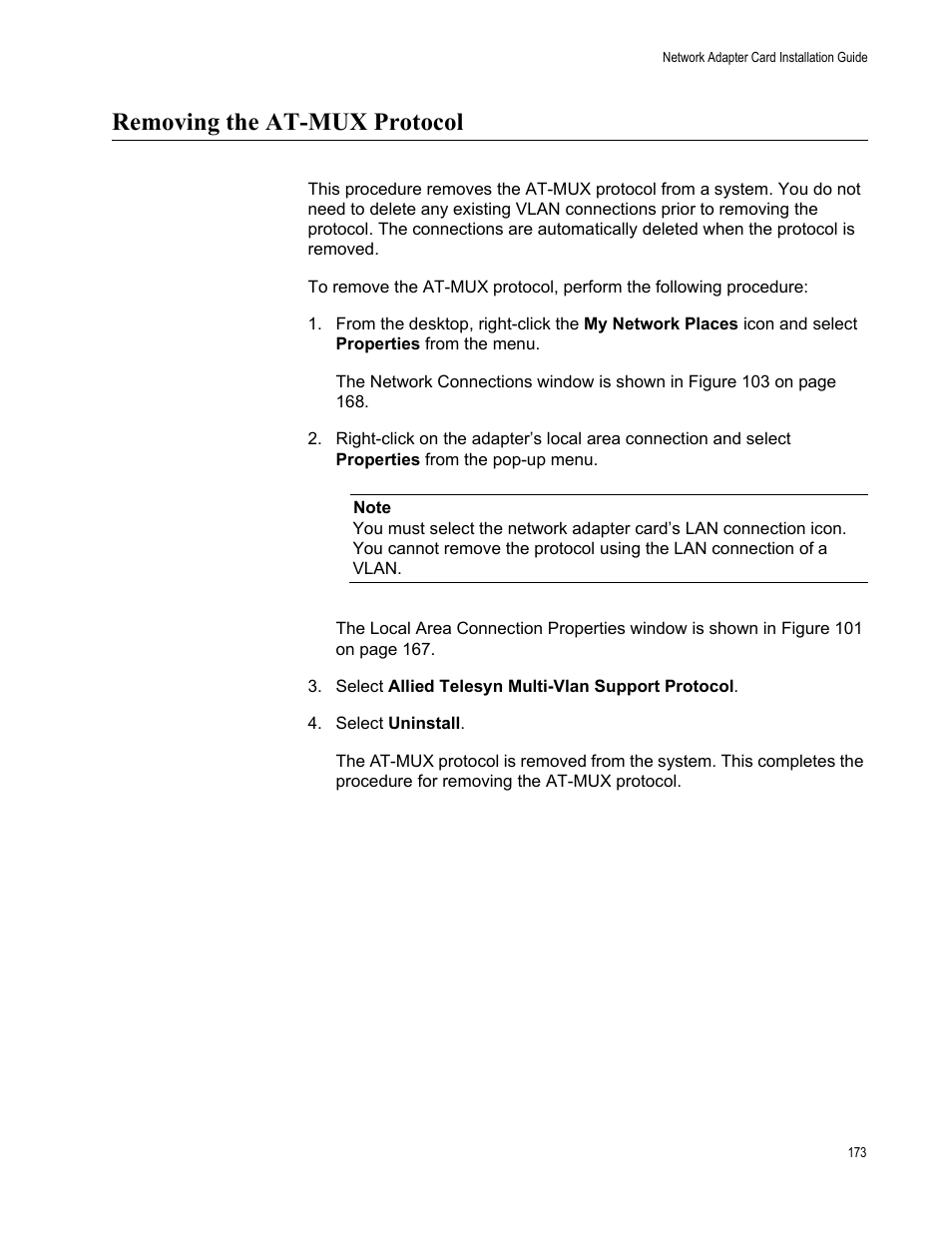 Removing the at-mux protocol | Allied Telesis AT-2746FX User Manual | Page 173 / 238