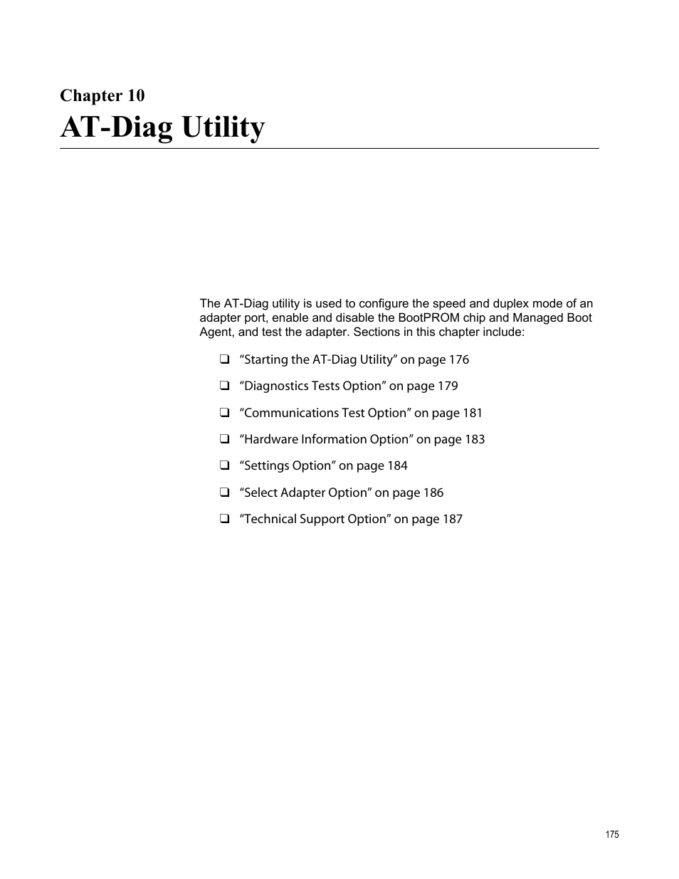 Chapter 10, At-diag utility | Allied Telesis AT-2746FX User Manual | Page 175 / 238