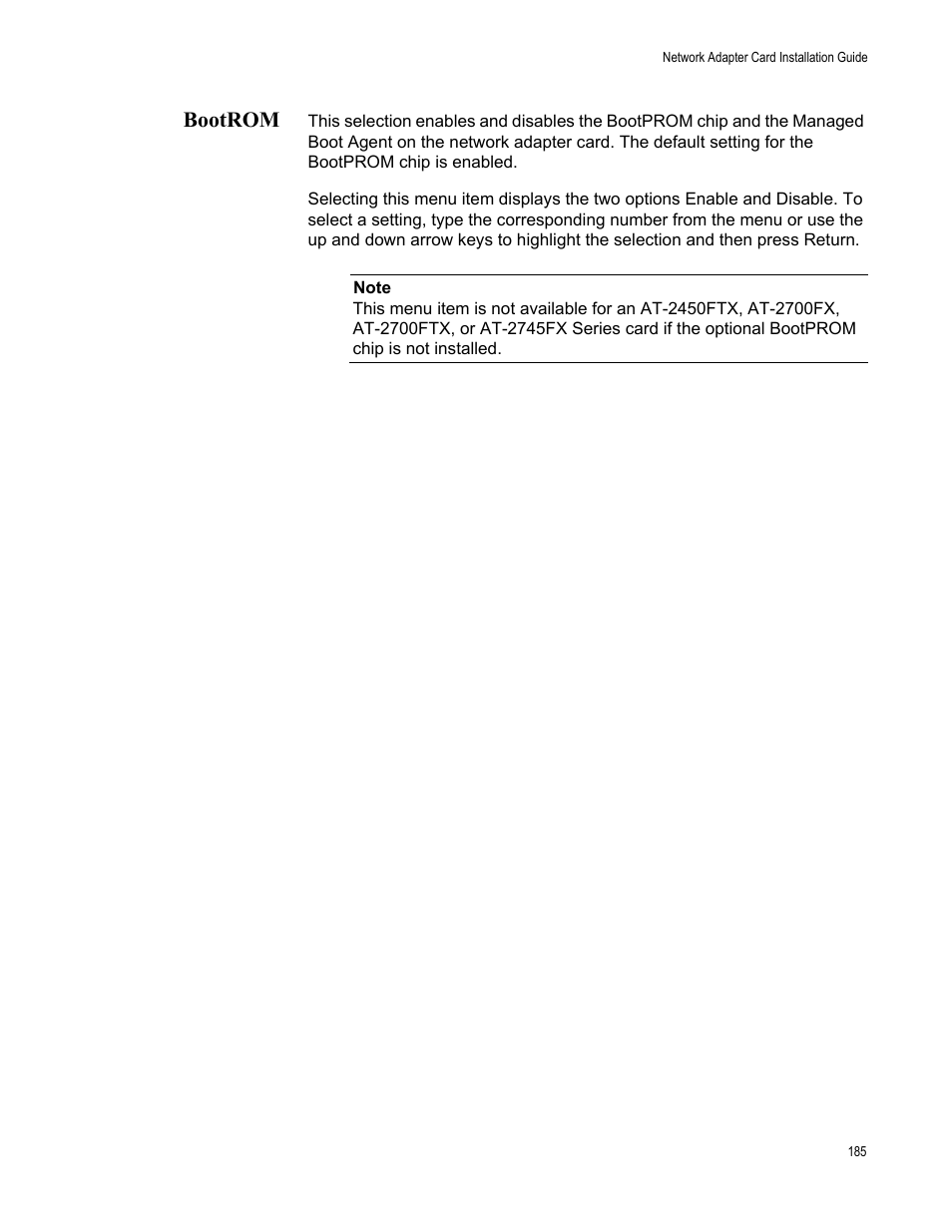 Bootrom | Allied Telesis AT-2746FX User Manual | Page 185 / 238