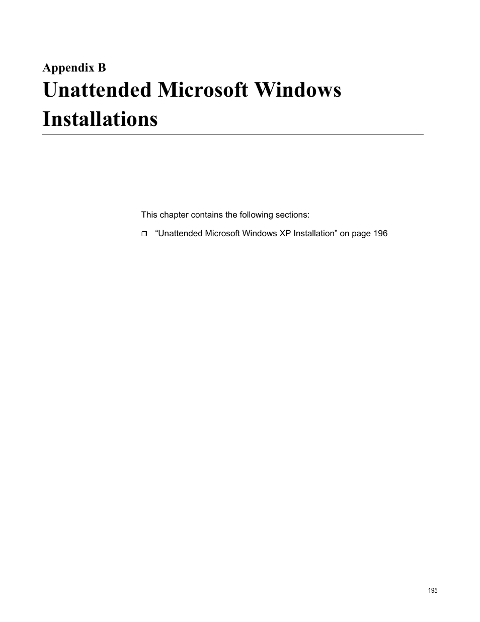 Appendix b, Unattended microsoft windows installations | Allied Telesis AT-2746FX User Manual | Page 195 / 238