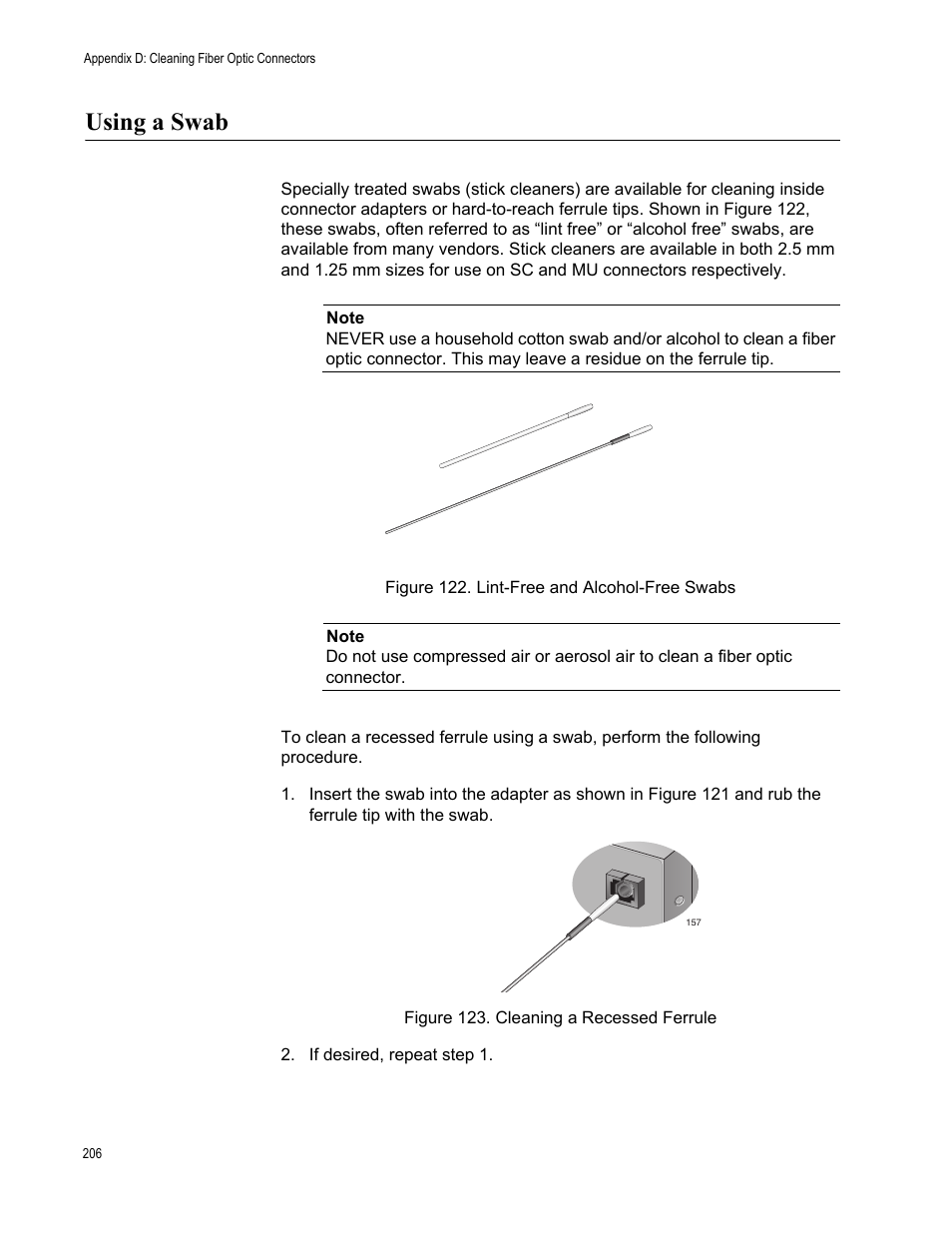 Using a swab | Allied Telesis AT-2746FX User Manual | Page 206 / 238