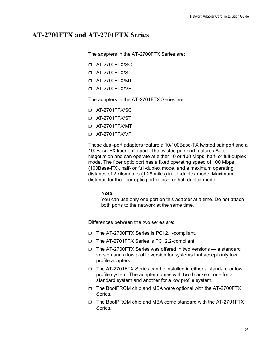 At-2700ftx and at-2701ftx series | Allied Telesis AT-2746FX User Manual | Page 25 / 238