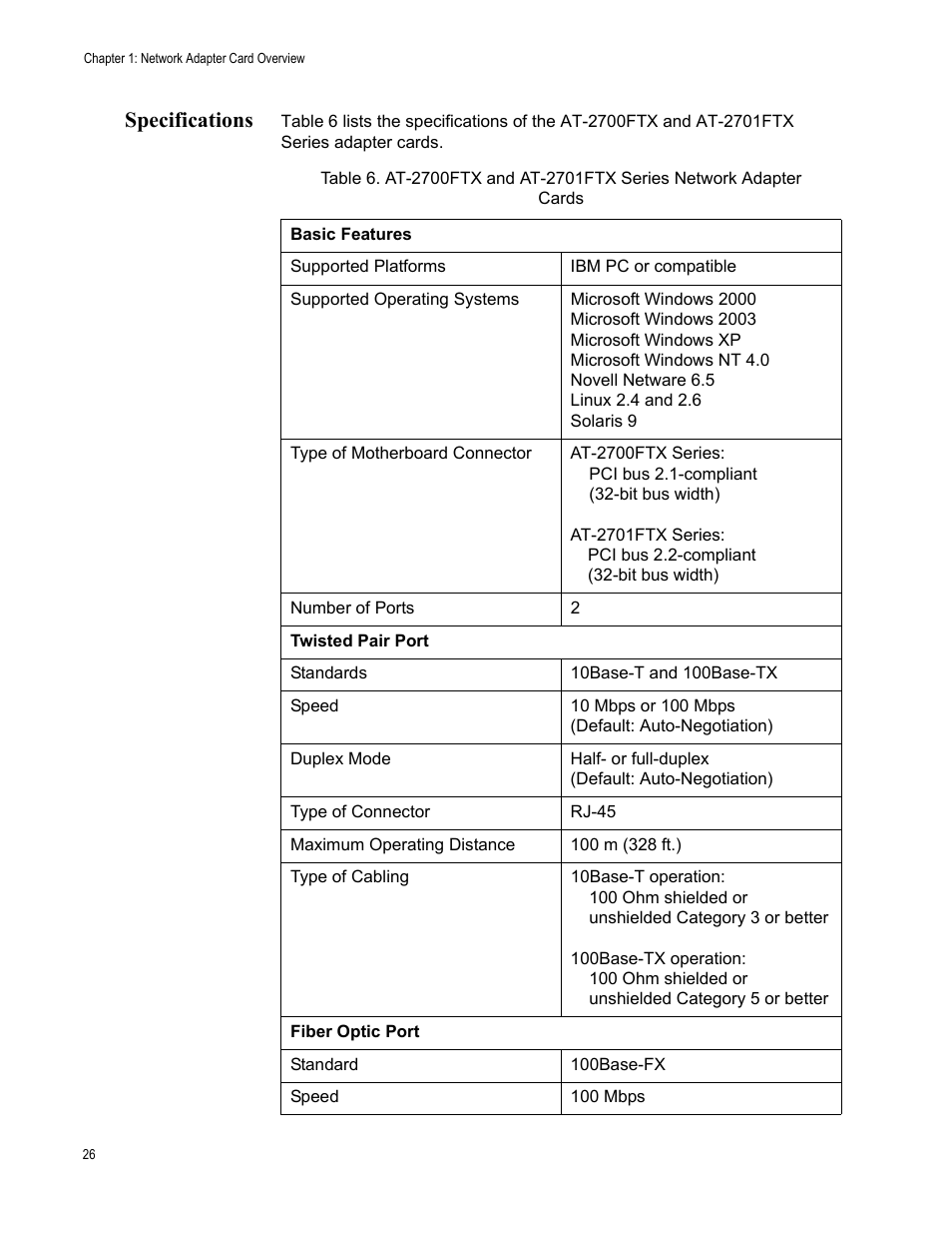 Specifications | Allied Telesis AT-2746FX User Manual | Page 26 / 238