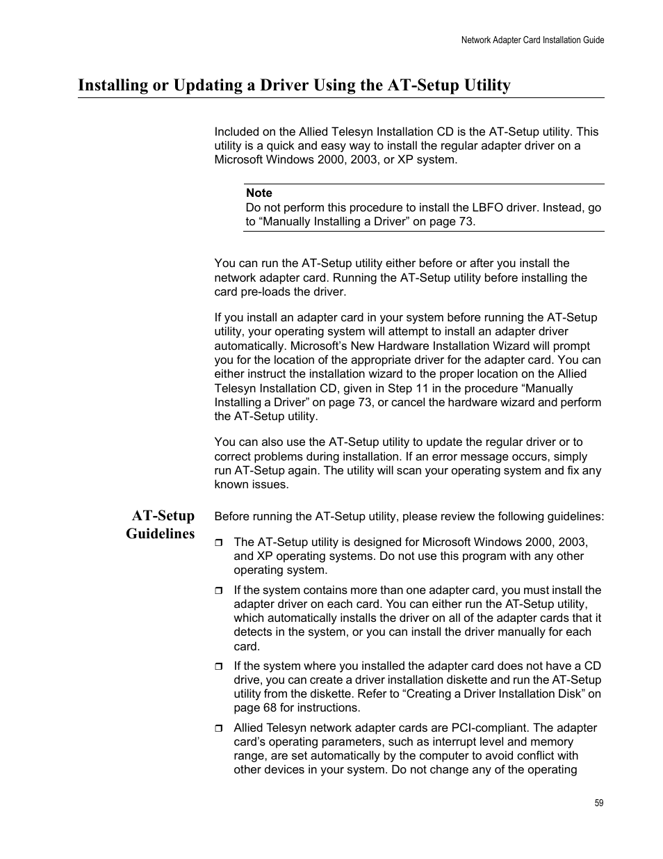 At-setup guidelines | Allied Telesis AT-2746FX User Manual | Page 59 / 238