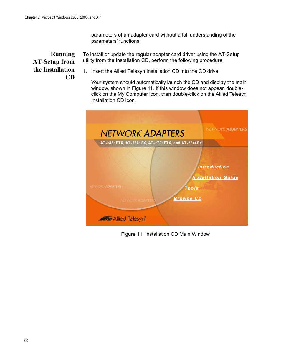 Running at-setup from the installation cd | Allied Telesis AT-2746FX User Manual | Page 60 / 238